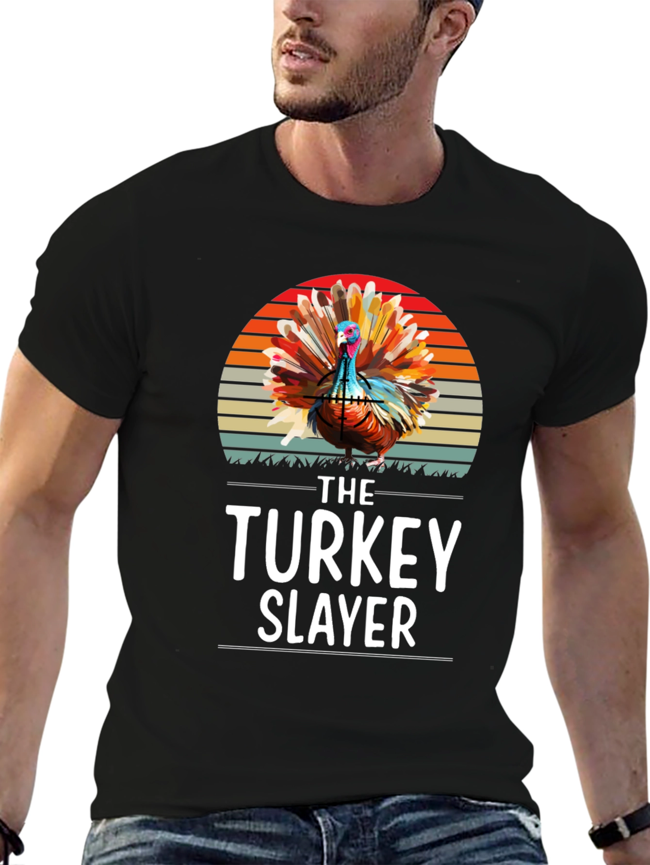 Black Turkey Slayer Graphic T-Shirt - Thanksgiving Apparel view 6