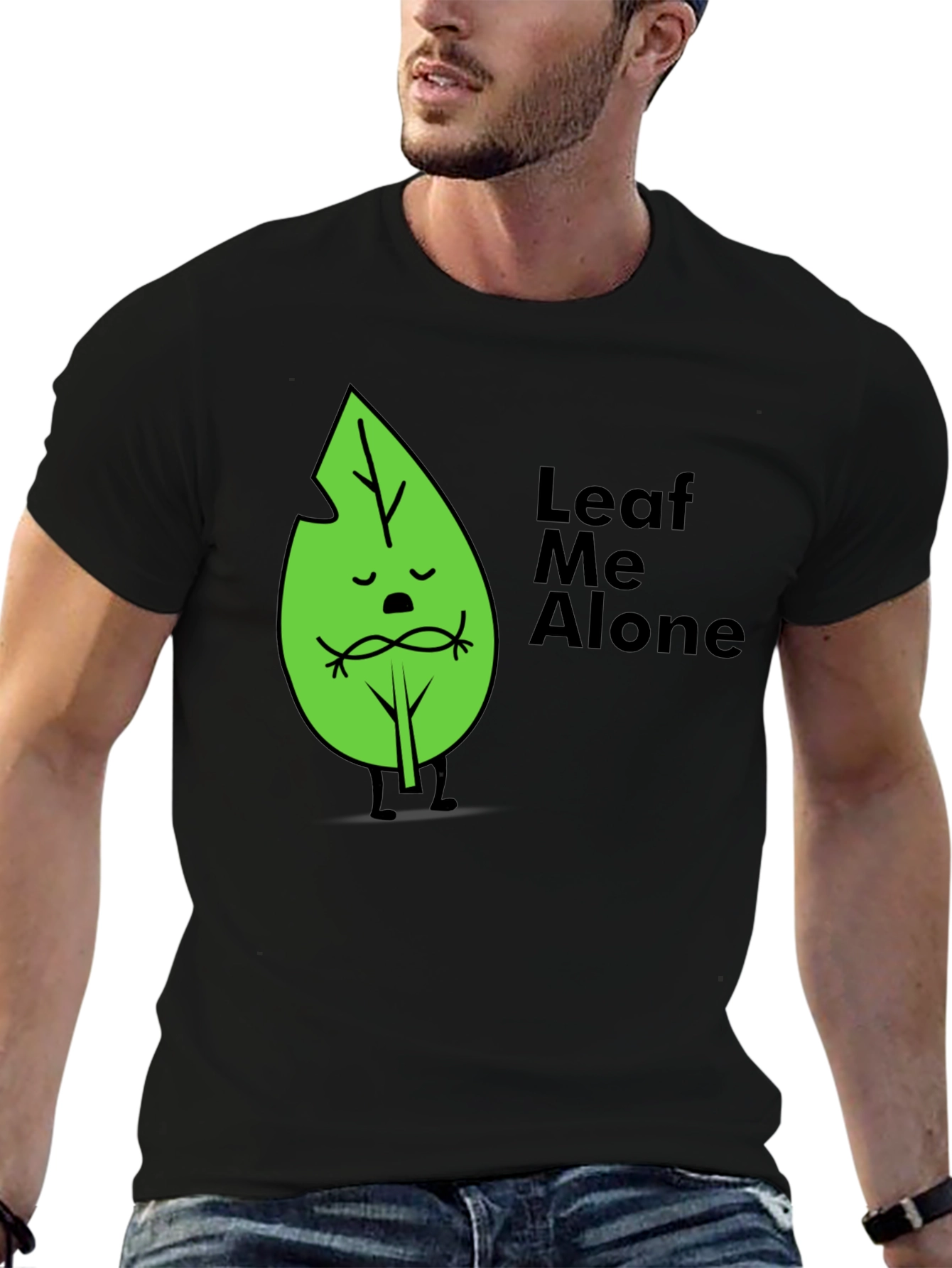 Black Leaf Me Alone Graphic T-Shirt - Soft Cotton Blend view 6