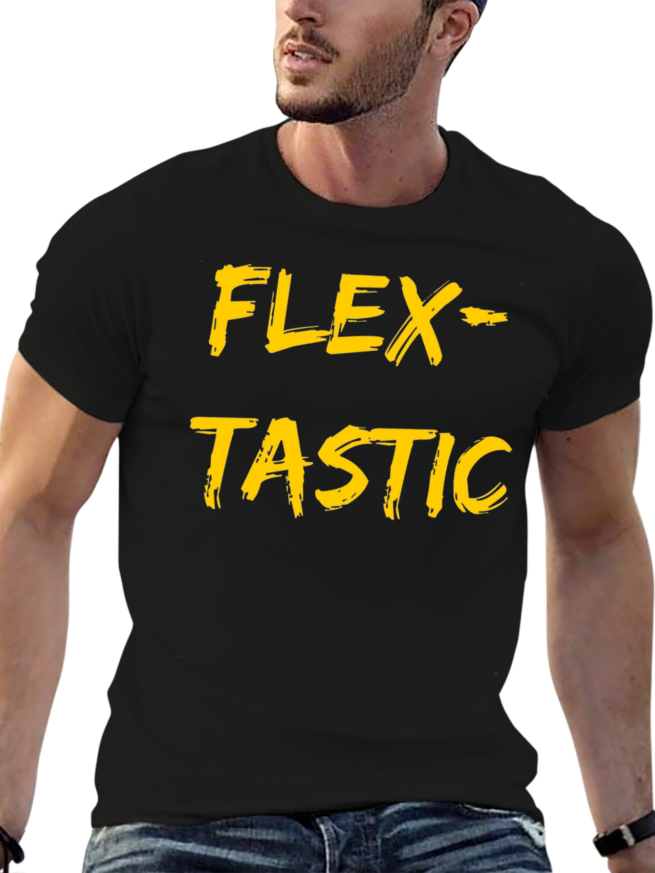 Black Flex-Tastic Graphic T-Shirt - Black Cotton Blend view 6
