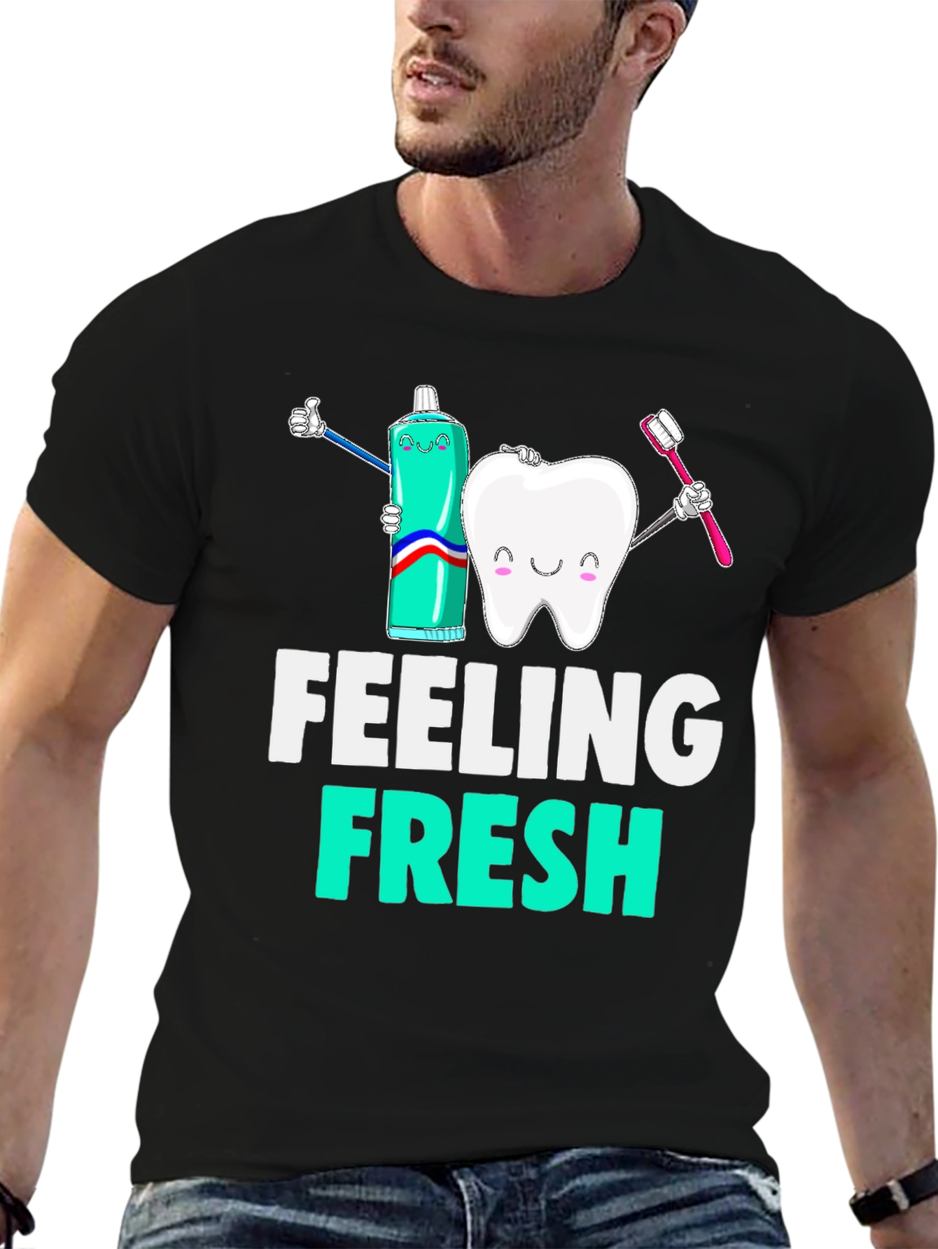 Black Feeling Fresh Graphic Tee - Dental Hygiene T-Shirt view 6
