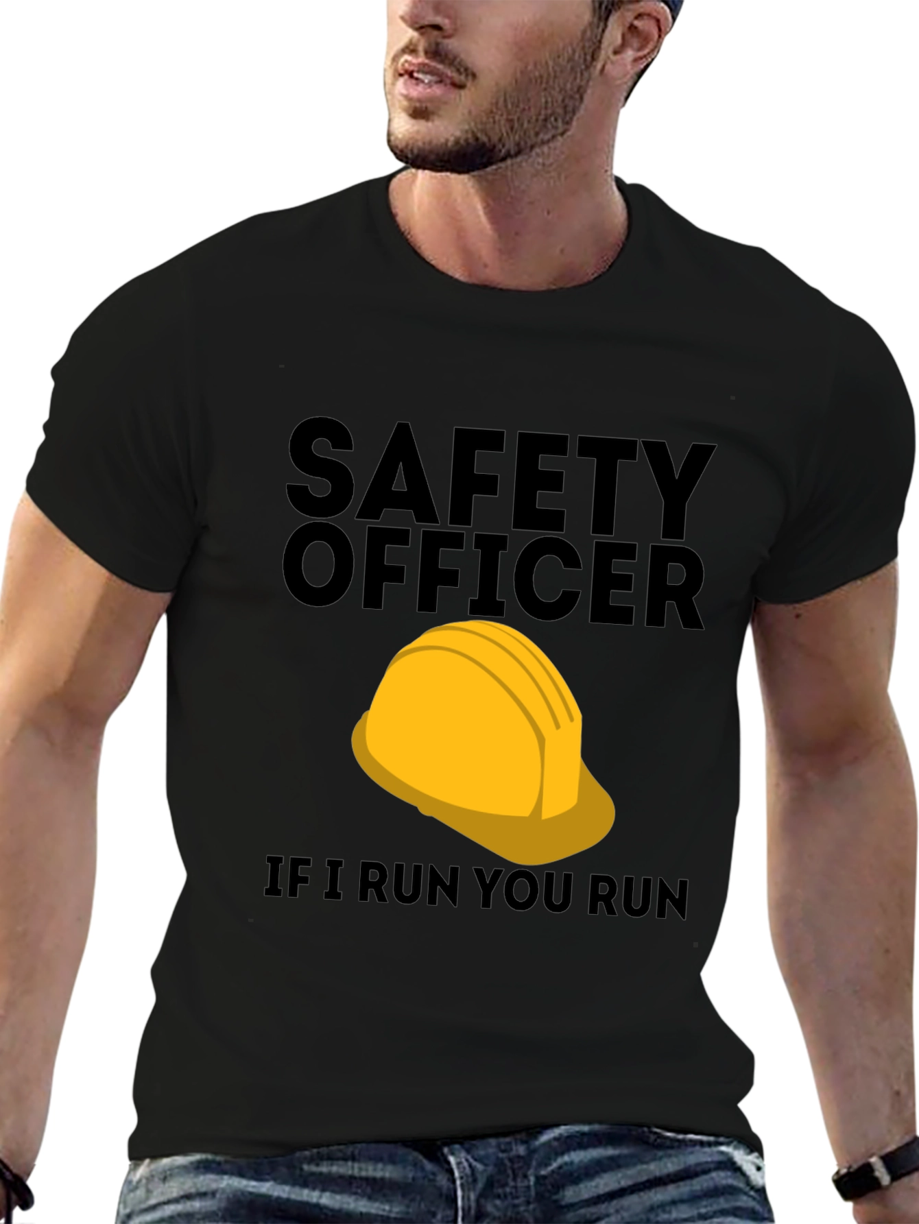 Black Safety Officer Hard Hat Graphic Tee view 6
