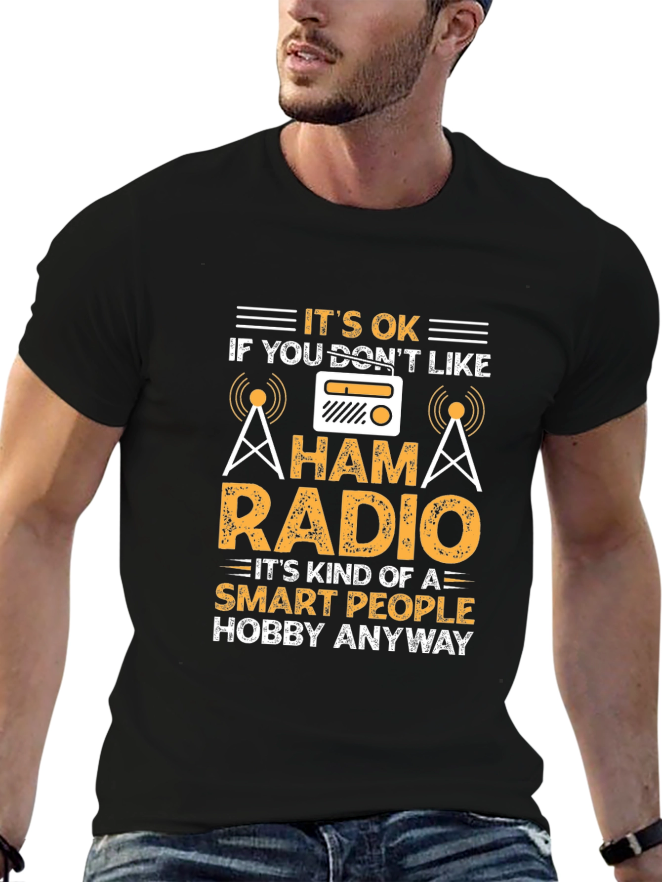 Black Ham Radio Smart People Hobby Black T-Shirt view 6