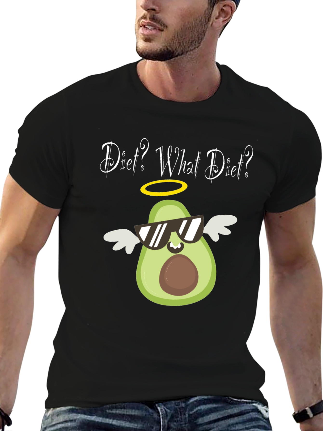Black Diet? What Diet? Avocado Graphic T-Shirt view 6