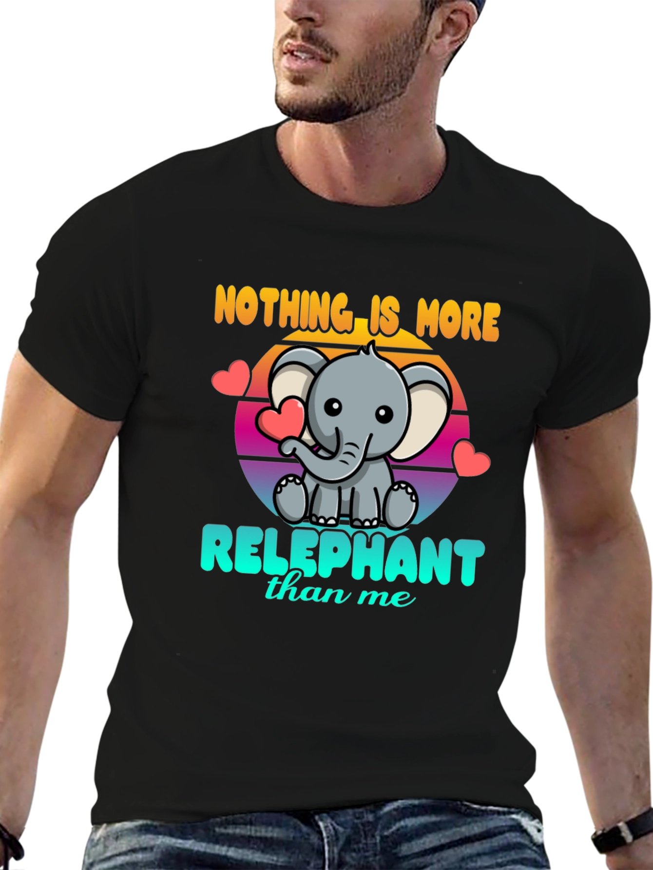 Black Relephant T-Shirt - Cute Elephant Design view 6