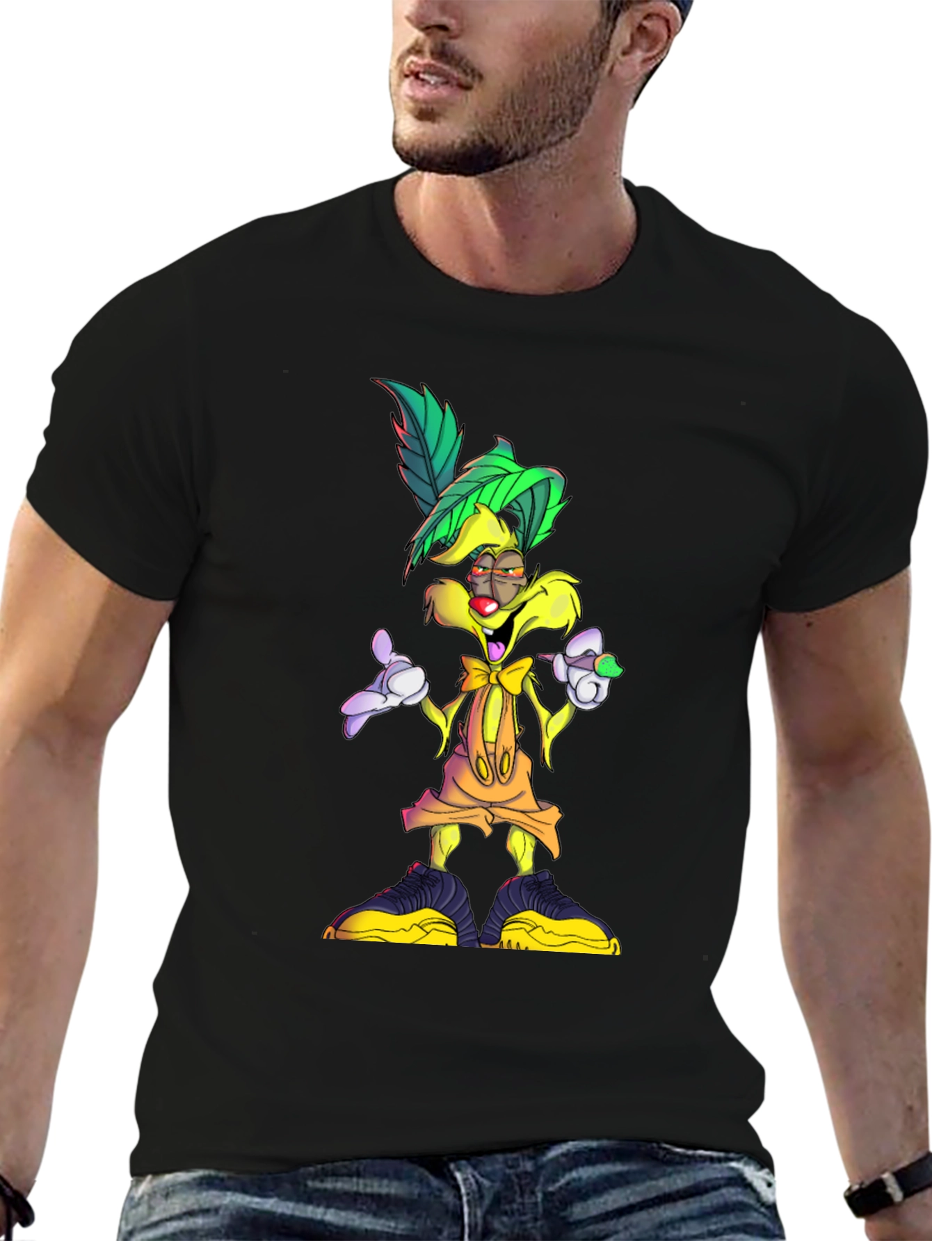 Black Cartoon Character Graphic T-Shirt view 6