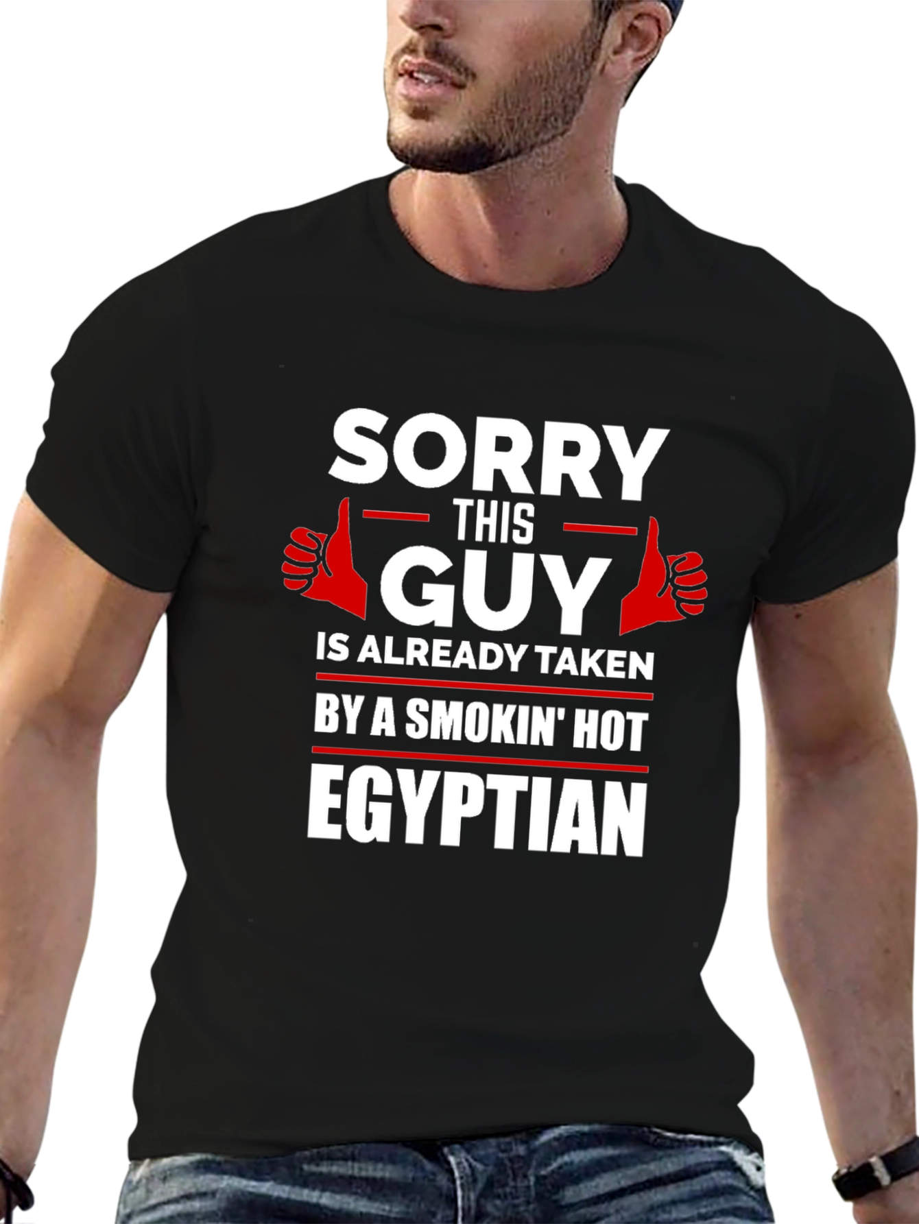 Black Sorry This Guy Is Taken Egyptian T-Shirt view 6