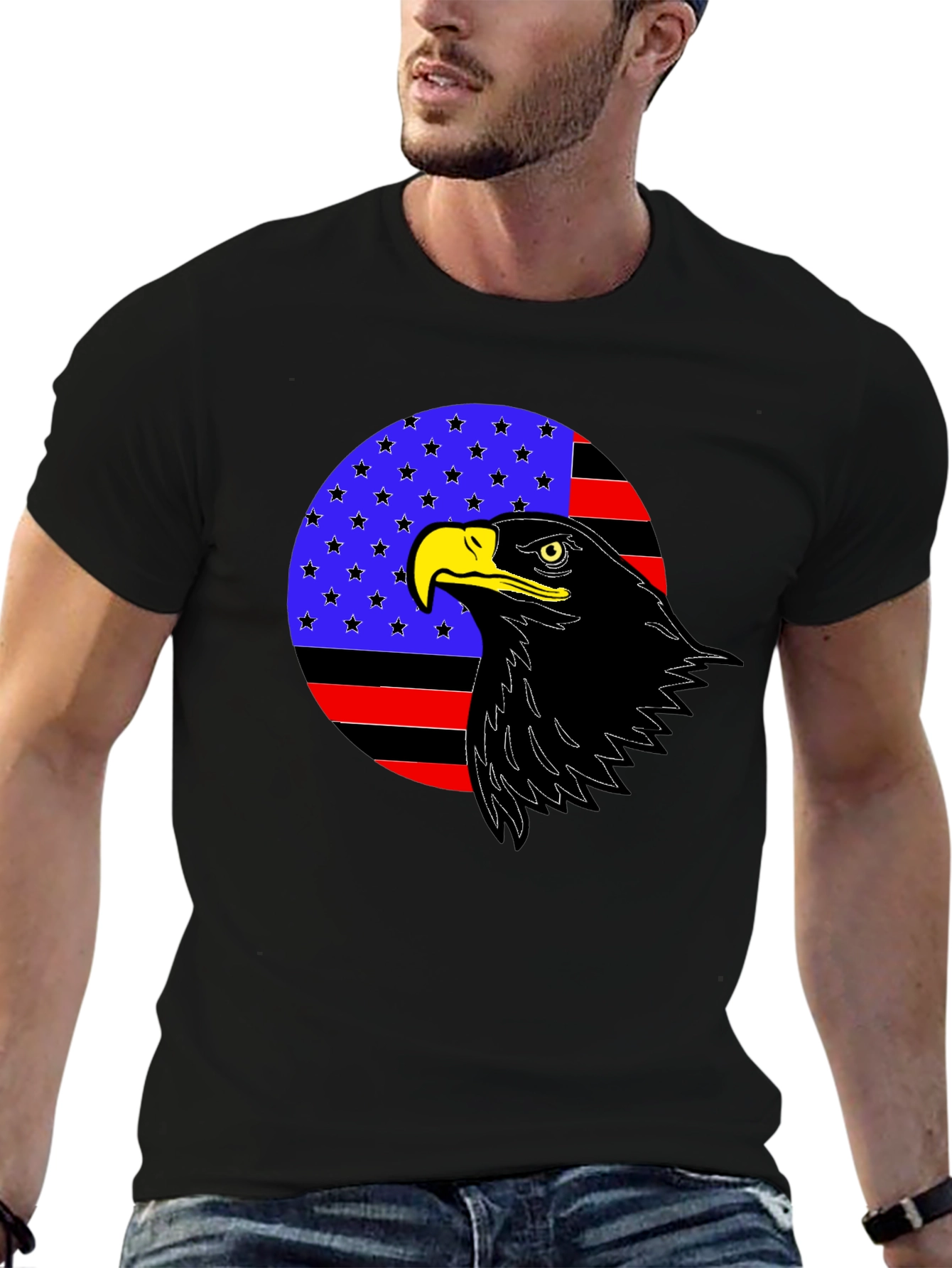 Black American Eagle Patriotic T-Shirt view 6