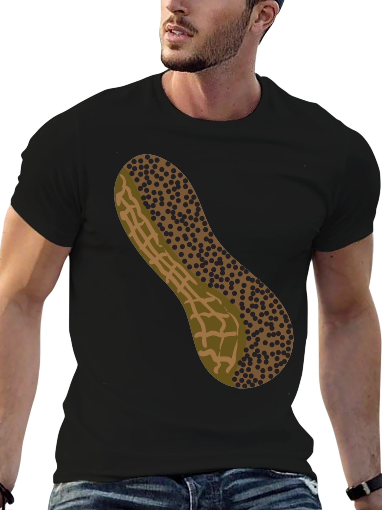 Black Peanut Graphic T-Shirt - Novelty Design view 6