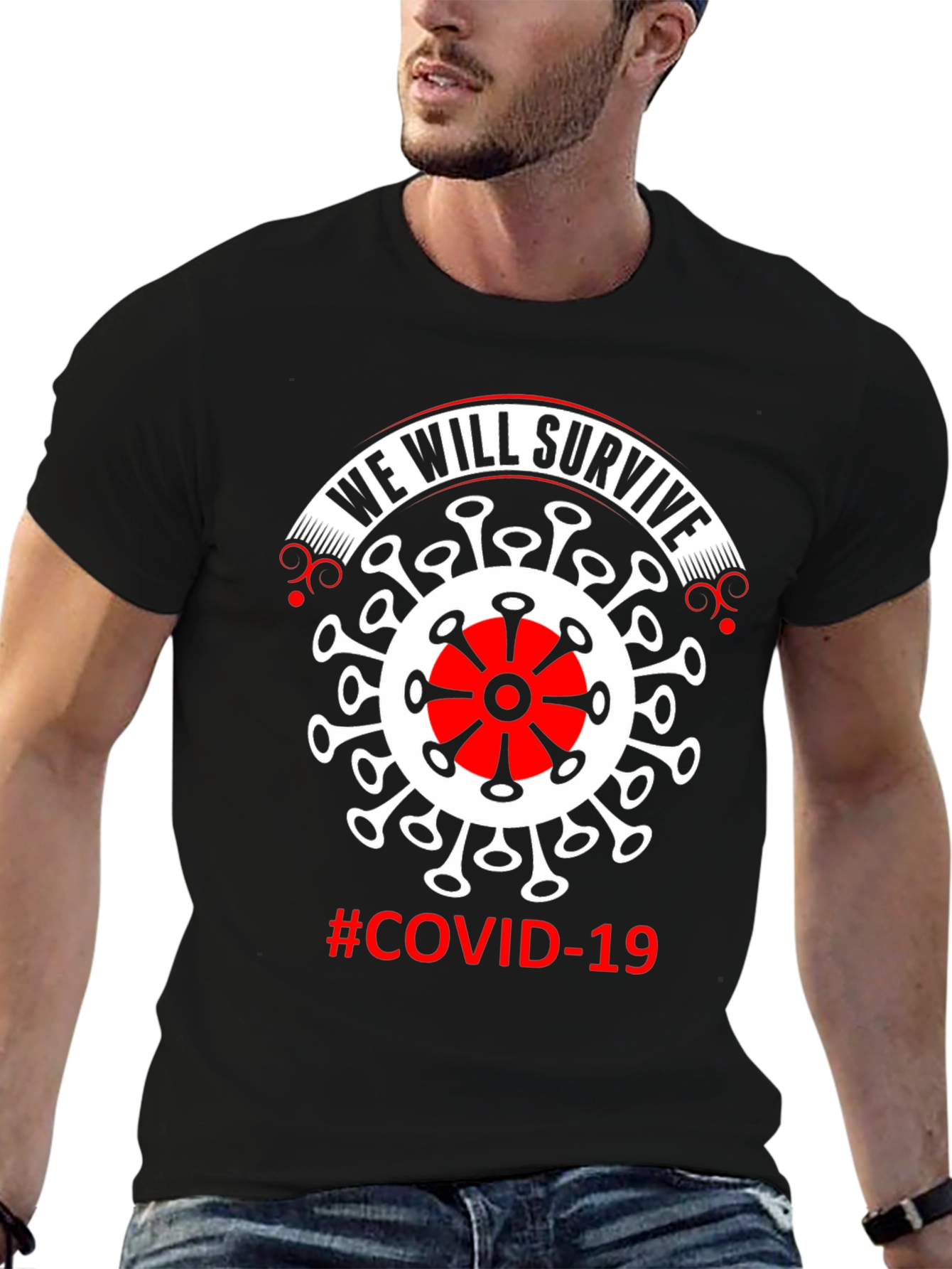 Black We Will Survive COVID-19 T-Shirt view 6