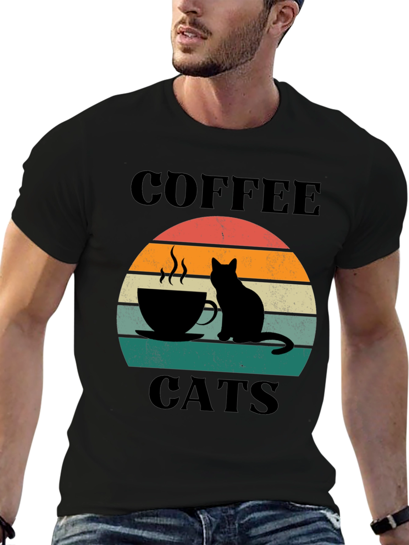 Black Coffee Cats T-Shirt view 6