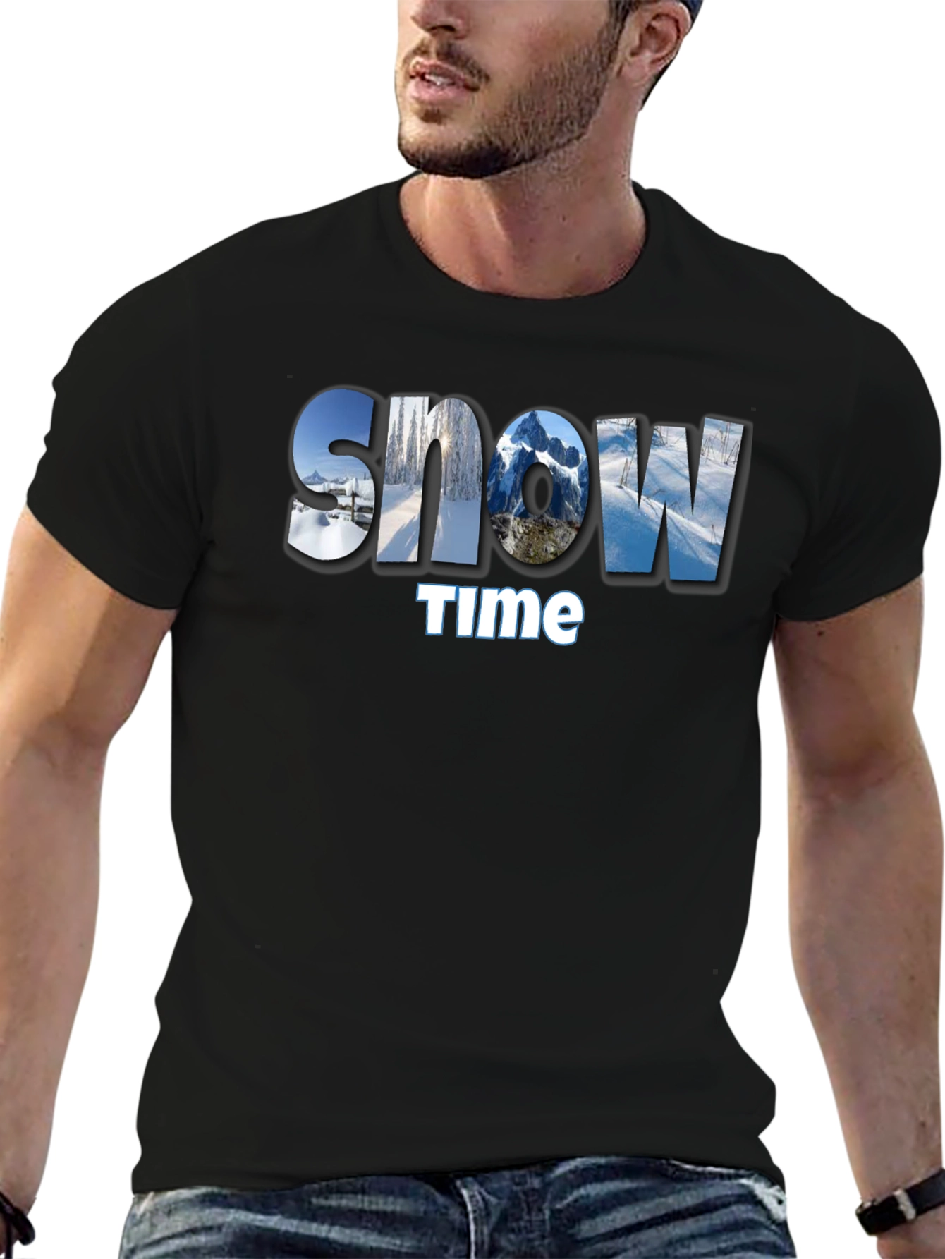 Black Snow Time Graphic Tee - Winter Adventure Style view 6