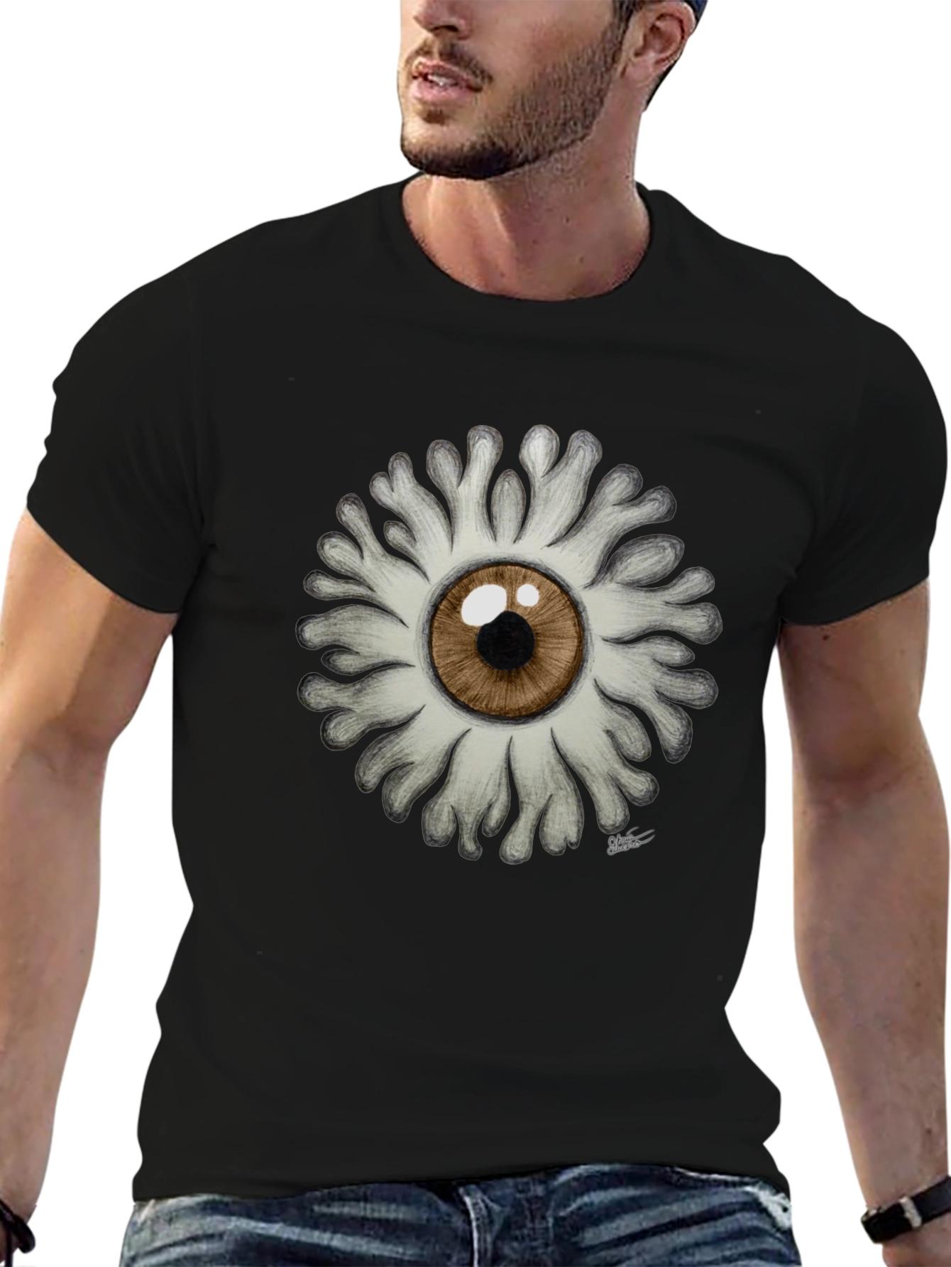 Black Eye Flower Graphic T-Shirt - Unique Design! view 6