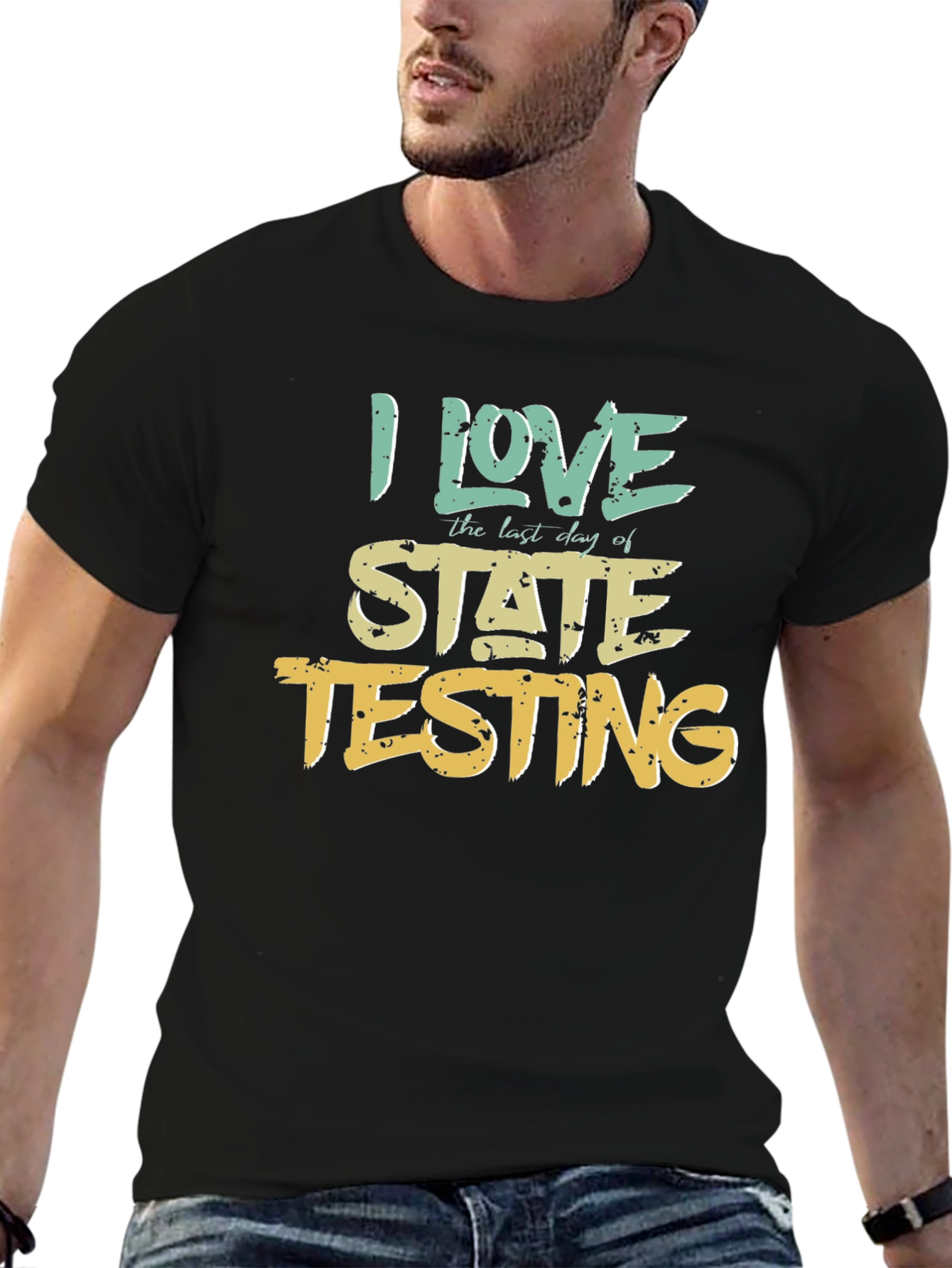 Black I Love State Testing Graphic Tee view 6