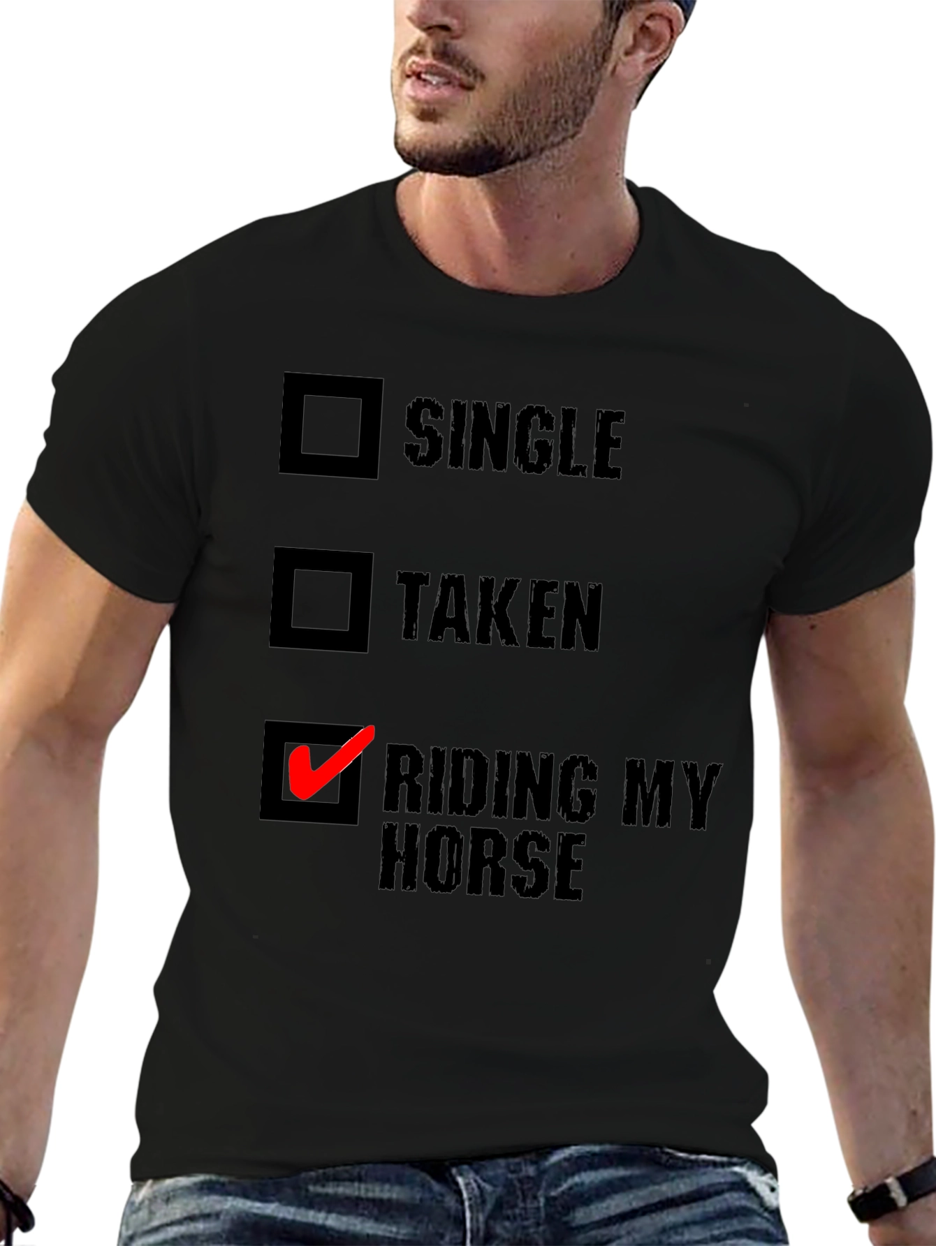 Black Riding My Horse T-Shirt - Novelty Equestrian Tee view 6