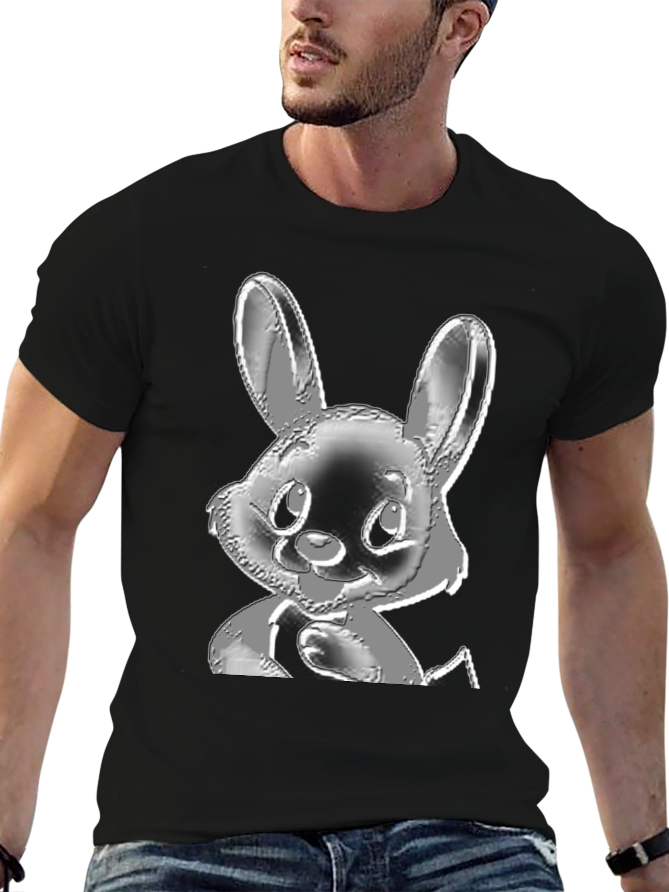 Black Bunny Graphic Black T-Shirt view 6