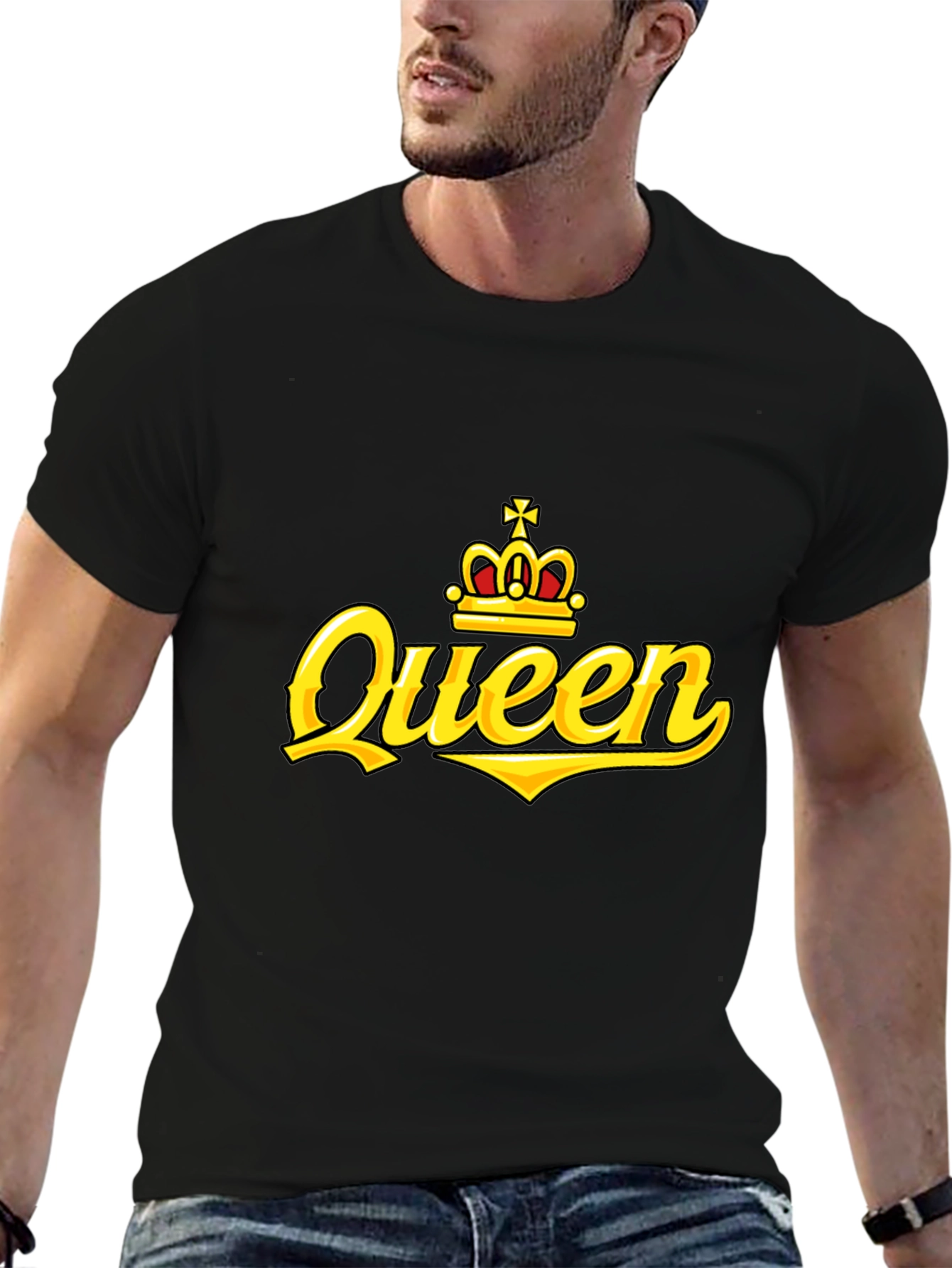 Black Queen Crown Graphic Print Black T-Shirt view 6