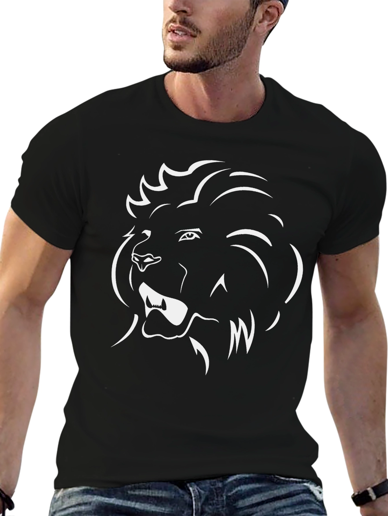 Black Lion Graphic Black T-Shirt view 6