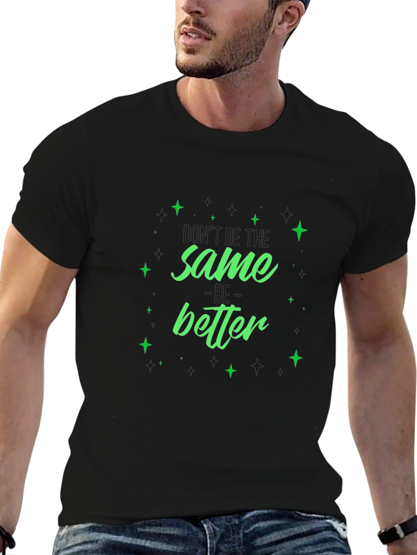 Black Same Better Green Graphic Black T-Shirt view 6