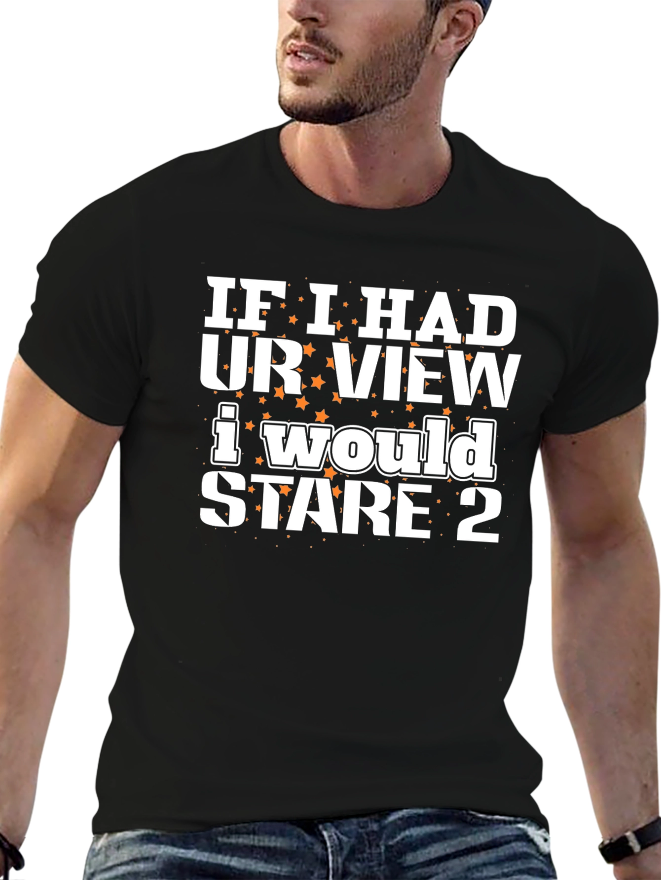 Black Funny Stare T-Shirt - If I Had Your View Tee view 6