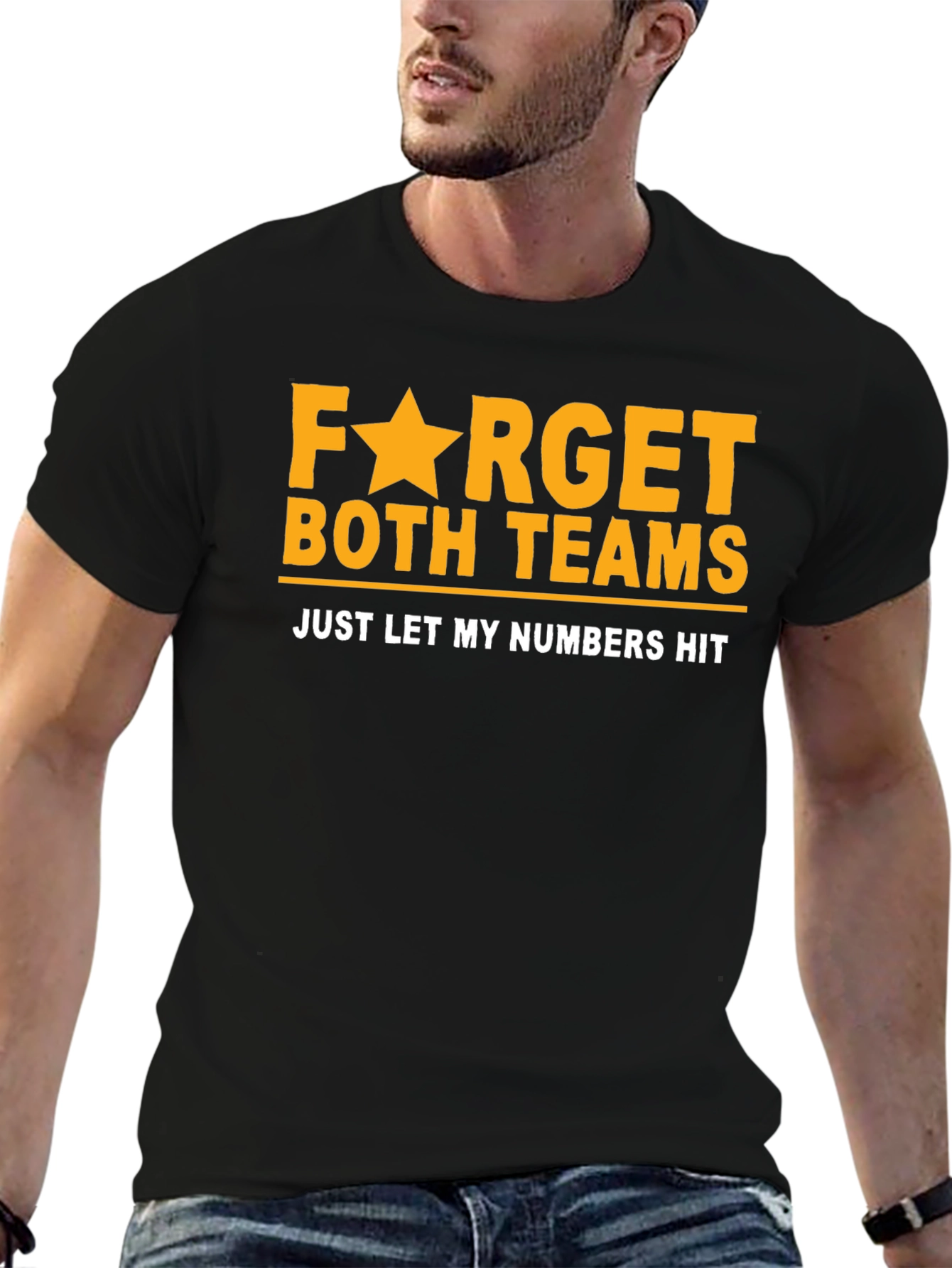 Black Funny Lottery T-Shirt: Forget Teams, Just Hit Numbers! view 6