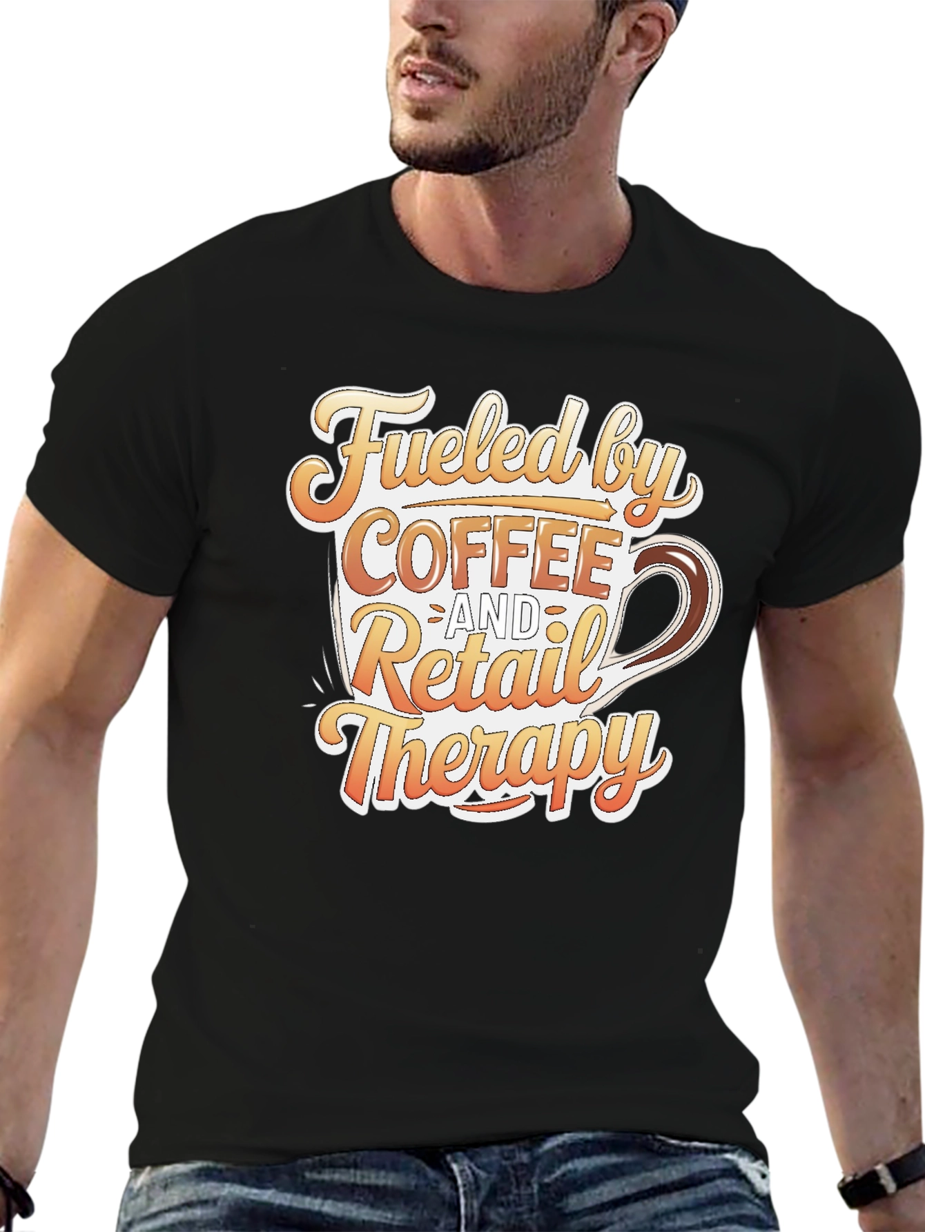 Black Coffee and Retail Therapy T-Shirt - Black view 6