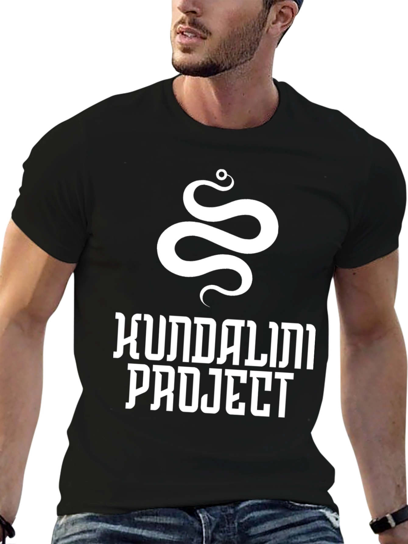 Black Kundalini Project T-Shirt - Unique Snake Design view 6
