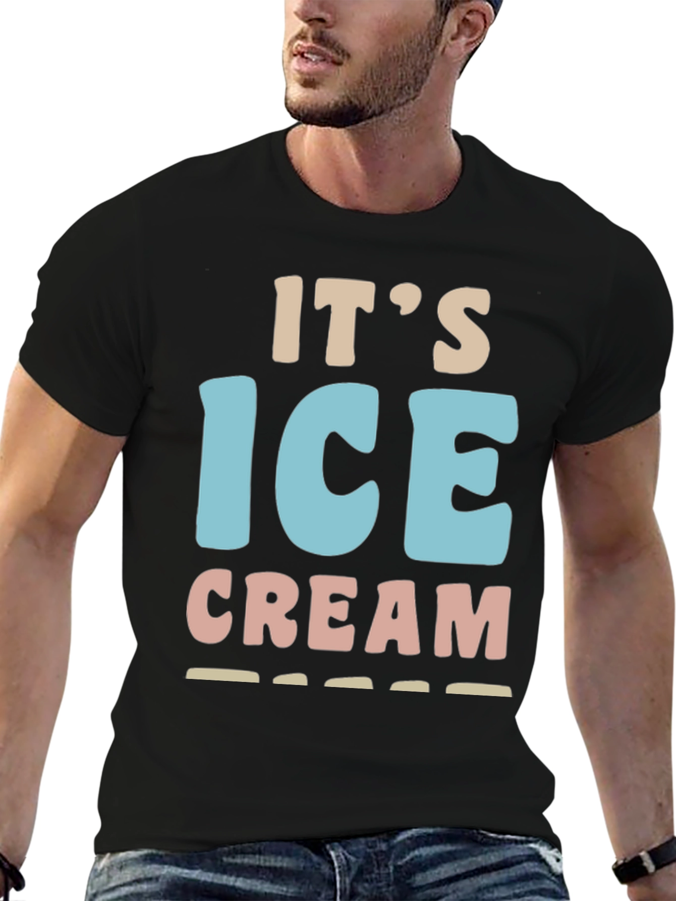 Black It's Ice Cream T-Shirt - Fun Dessert Tee view 6