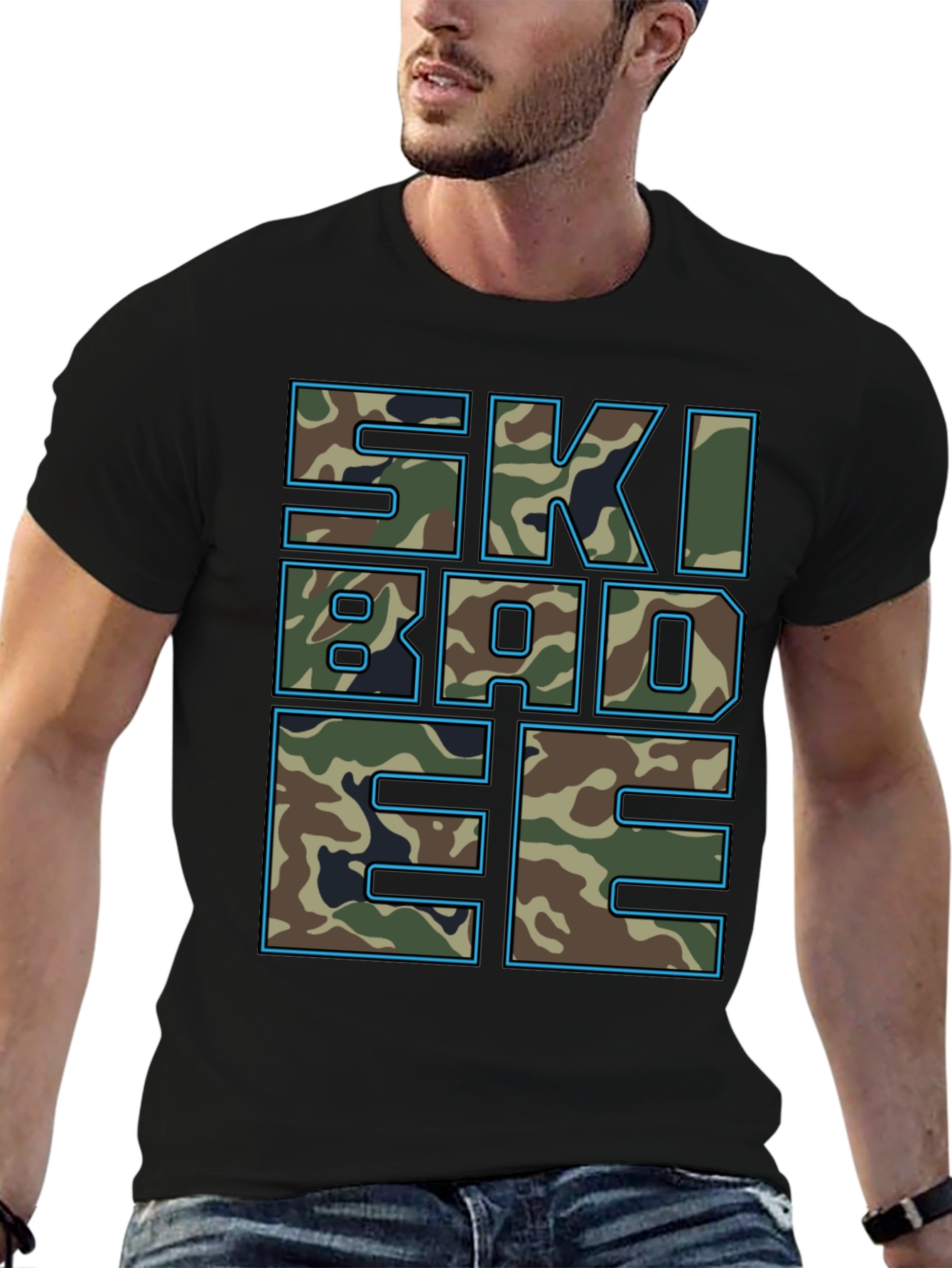 Black Skibadee Camo Graphic Tee - Cool Casual Style view 6