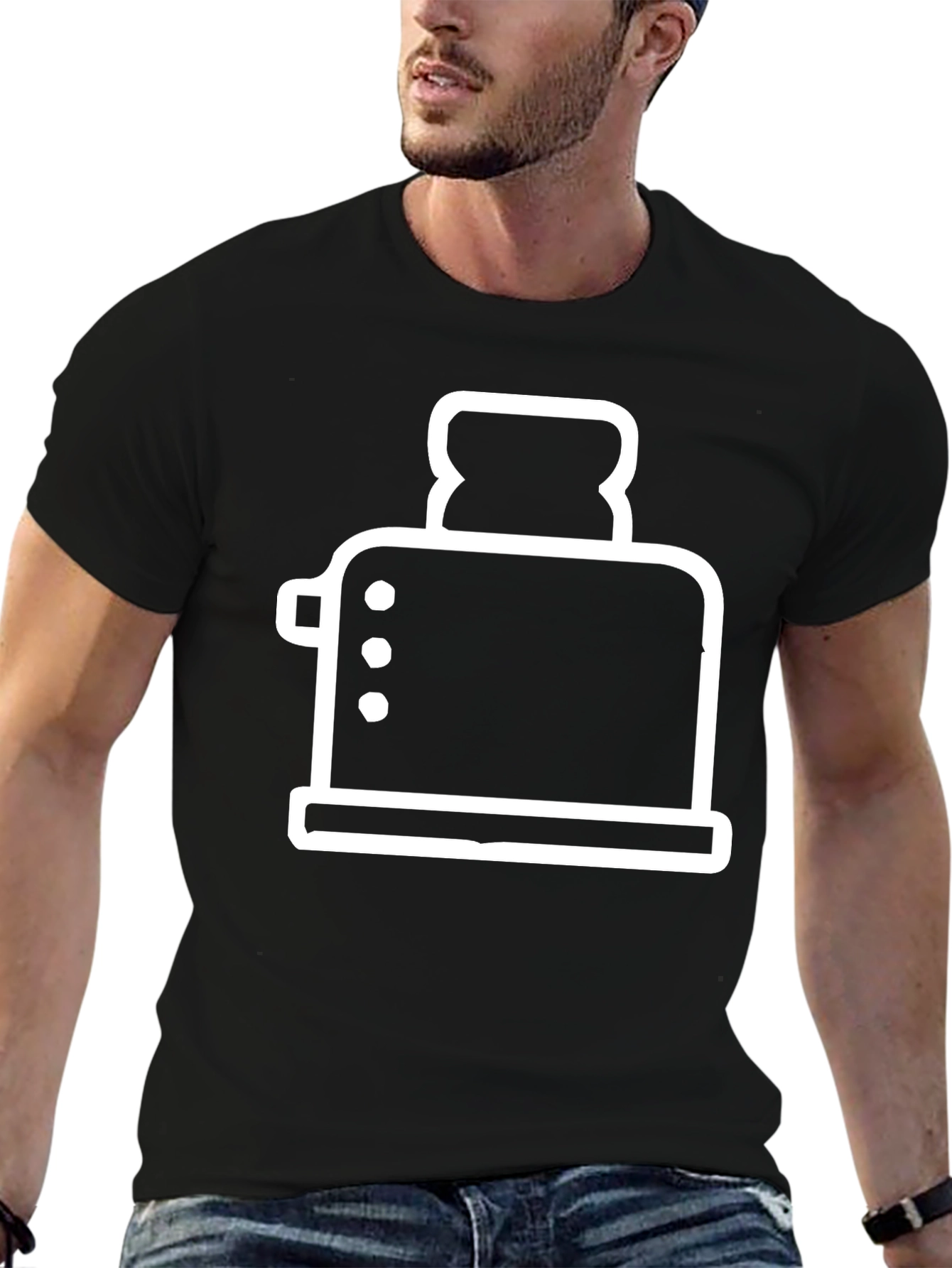 Black Toaster Graphic Tee - Black Cotton T-Shirt view 6