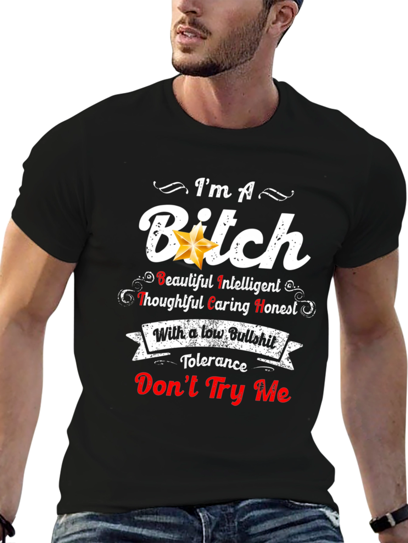 Black I'm A Bitch T-Shirt: Low Bullshit Tolerance view 6