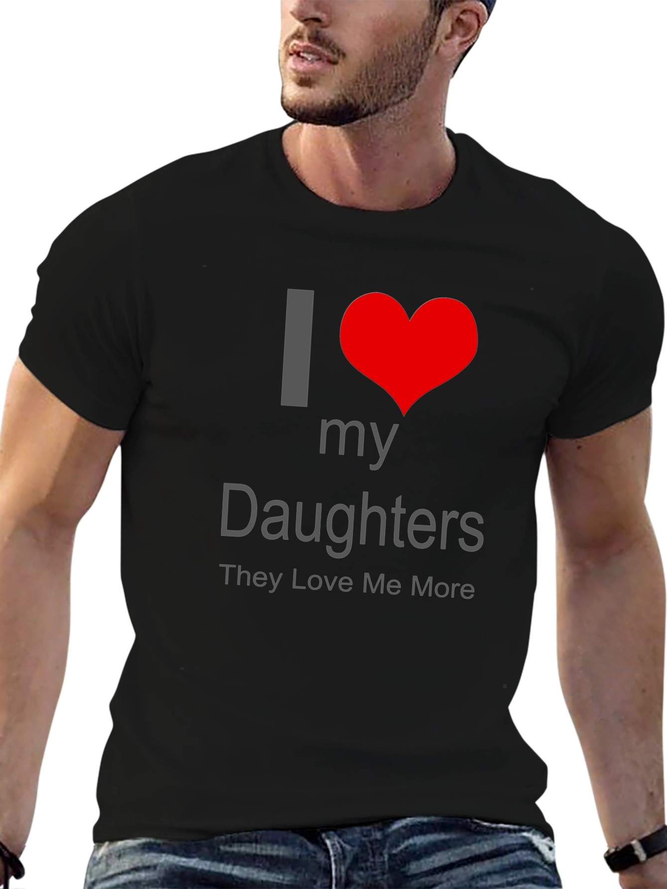 Black I Heart My Daughters Black T-Shirt view 6