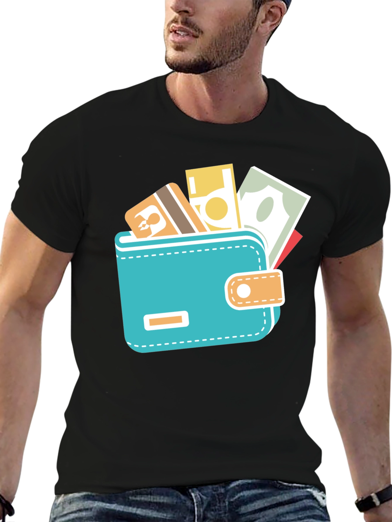 Black Wallet Graphic Black Tee view 6