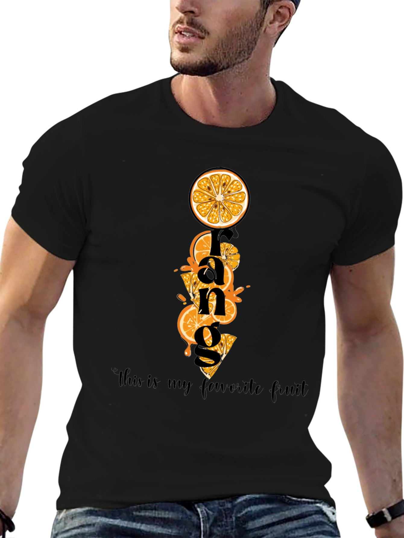 Black Orange Fruit Graphic T-Shirt - Fun & Stylish Cotton Tee view 6