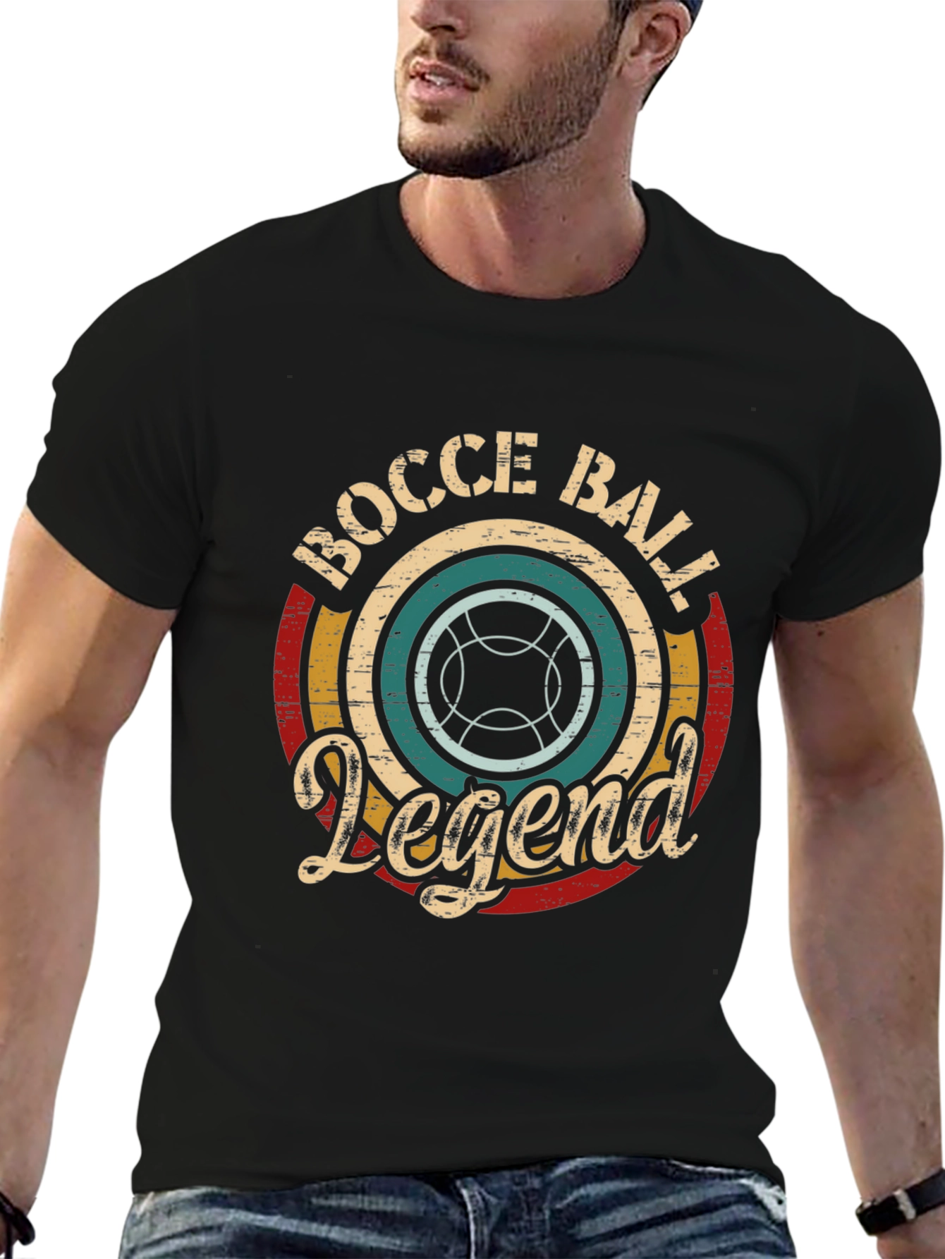 Black Bocce Ball Legend T-Shirt - Vintage Style view 6