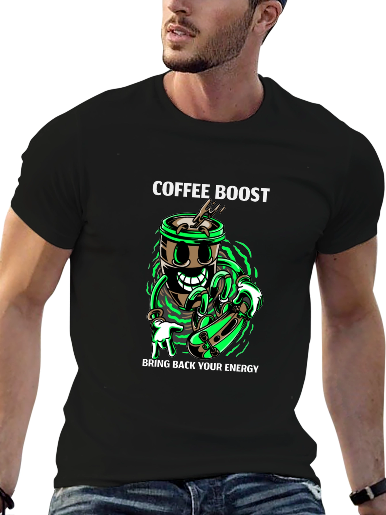 Black Coffee Boost Graphic T-Shirt - Energy Recharge view 6