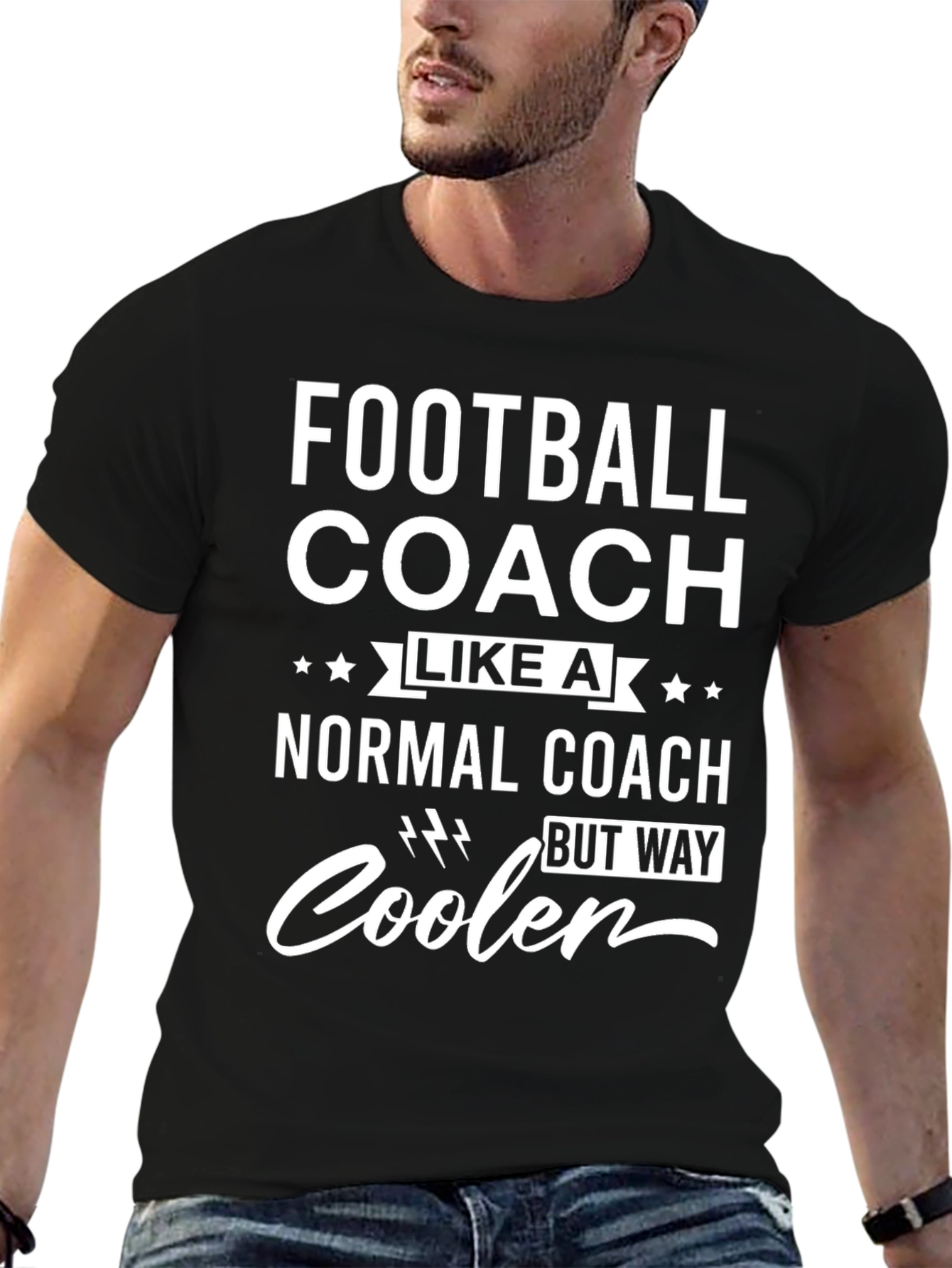 Black Football Coach T-Shirt - Normal Coach But Way Cooler view 6