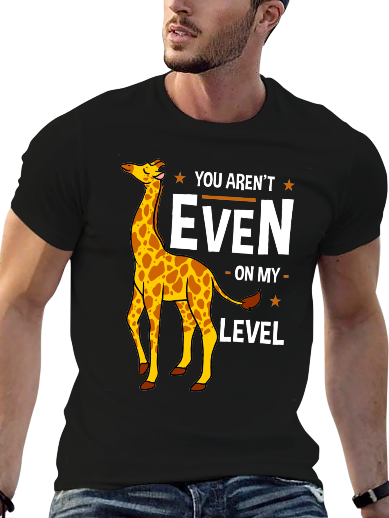 Black Funny Giraffe T-Shirt - You Aren't Even On My Level view 6