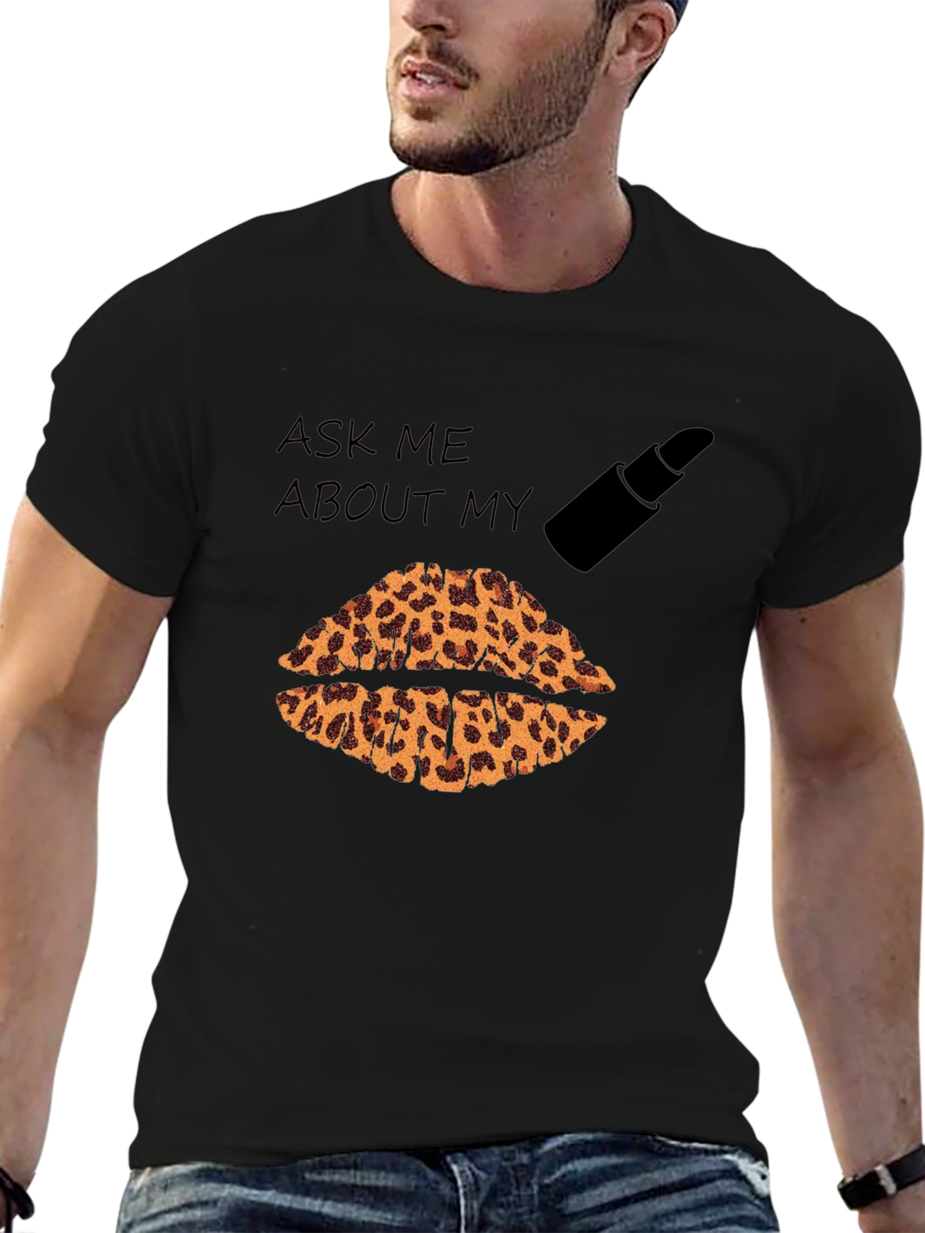 Black Leopard Lips Graphic T-Shirt view 6