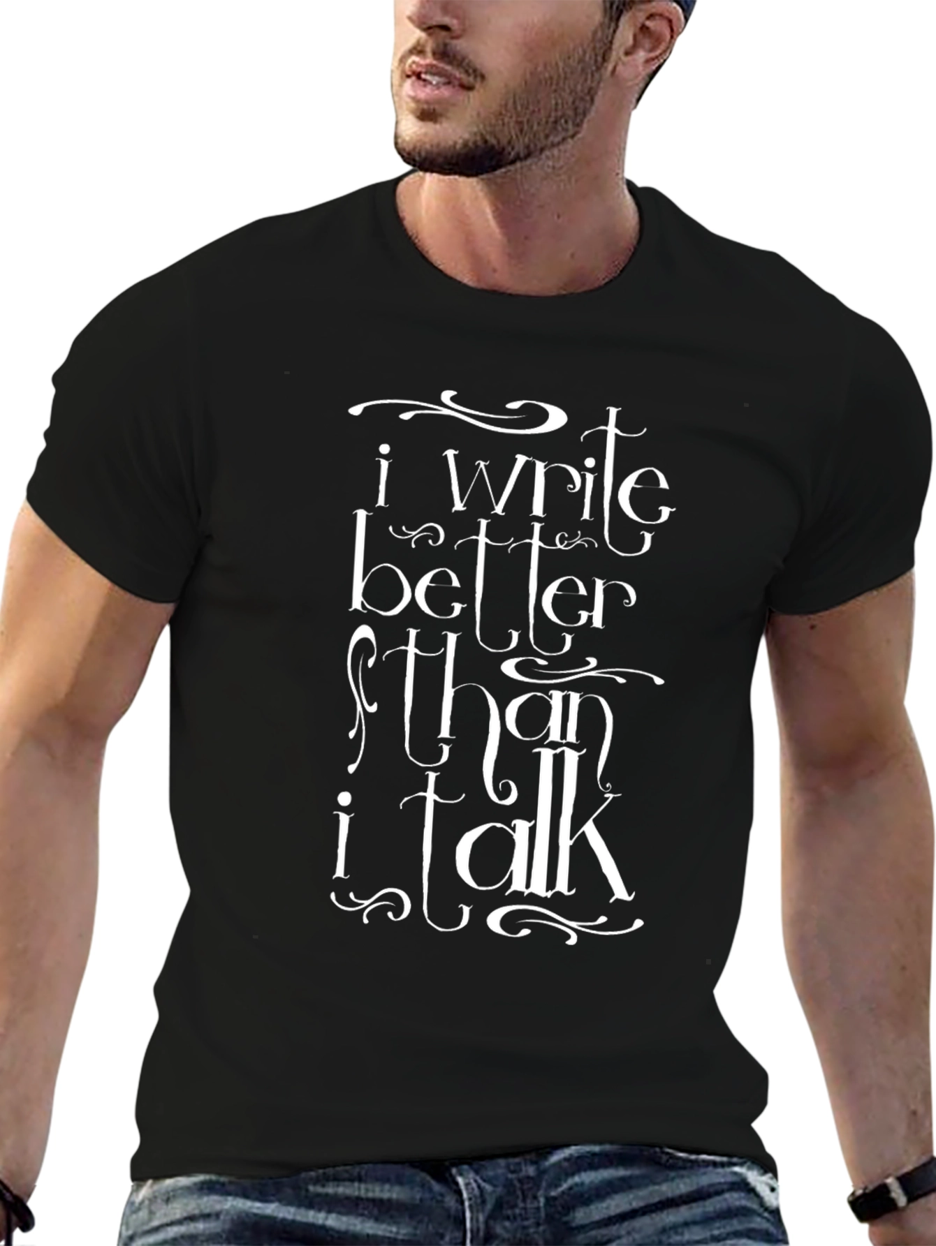 Black I Write Better Than I Talk T-Shirt - Black view 6