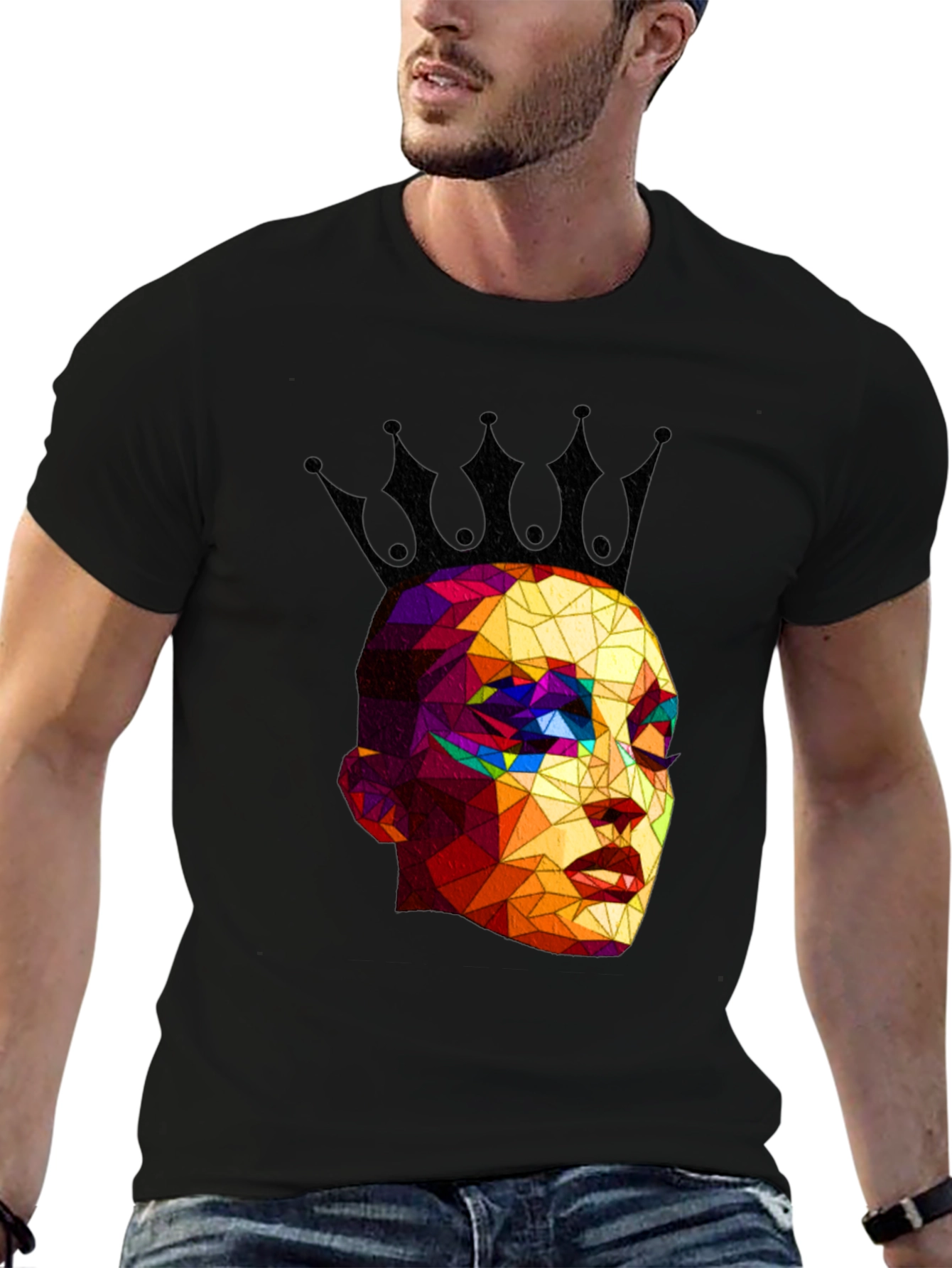 Black Geometric Queen Black T-Shirt view 6
