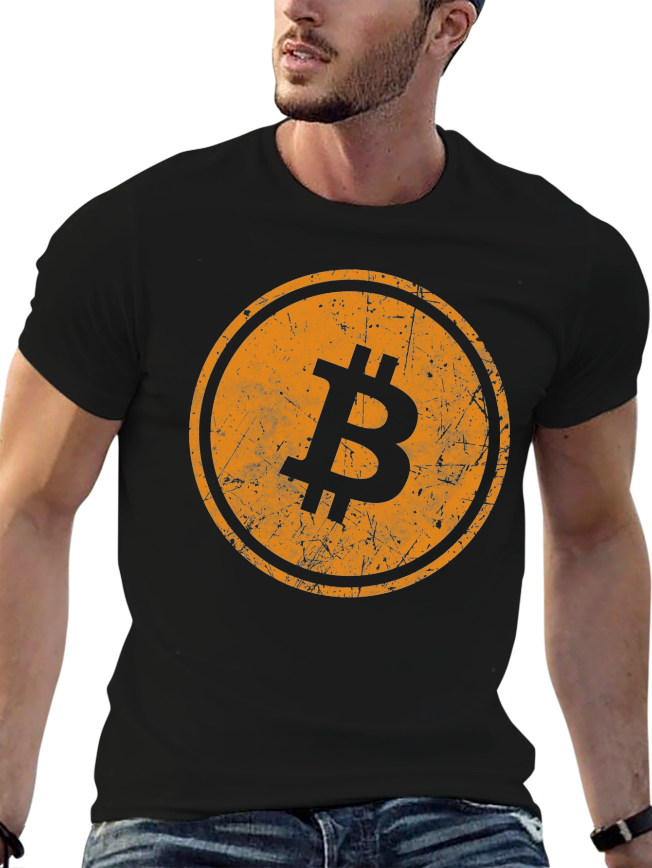 Black Bitcoin Logo Black T-Shirt - Crypto Currency Tee view 6