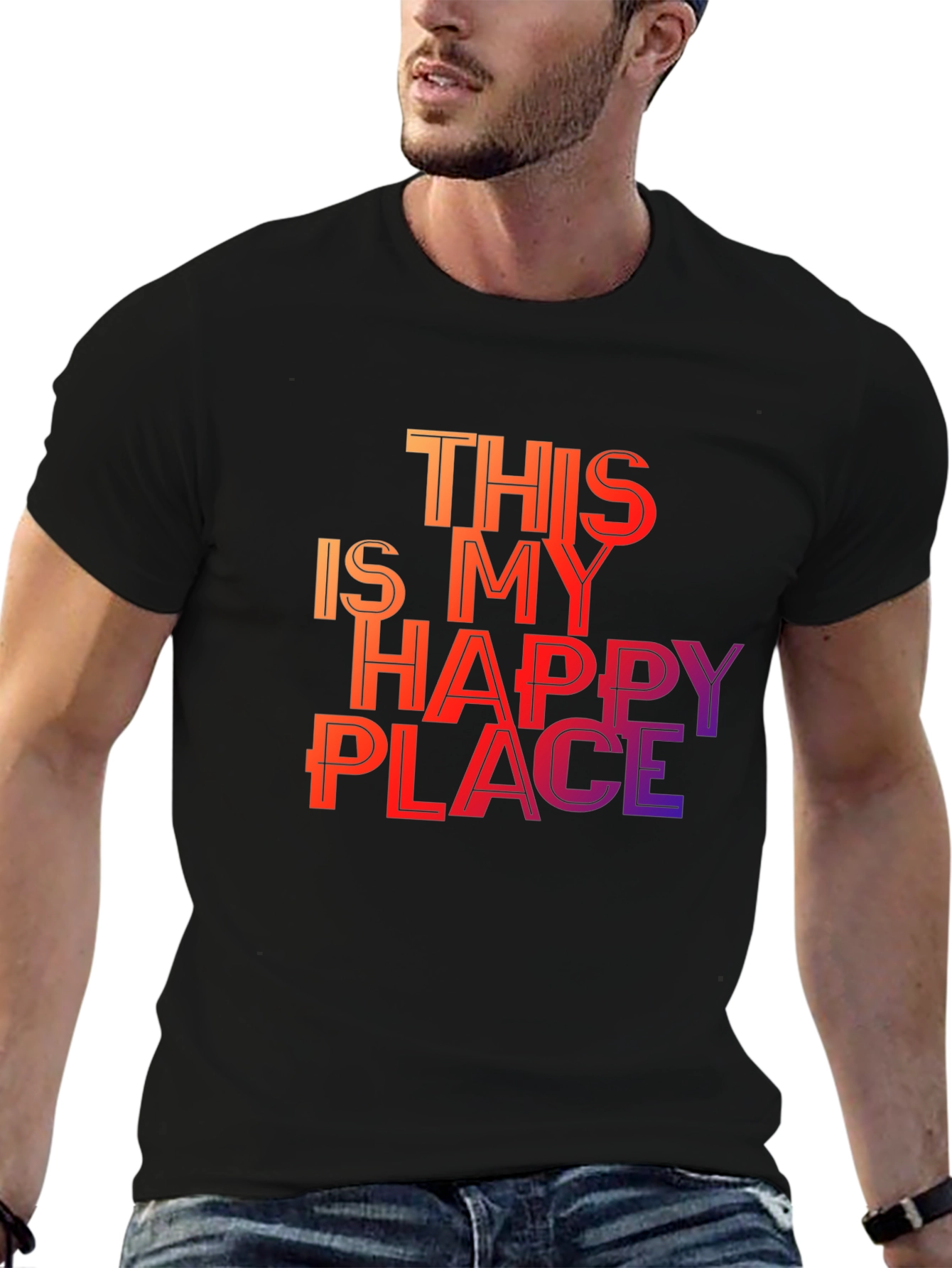 Black Happy Place Graphic T-Shirt - Unisex view 6