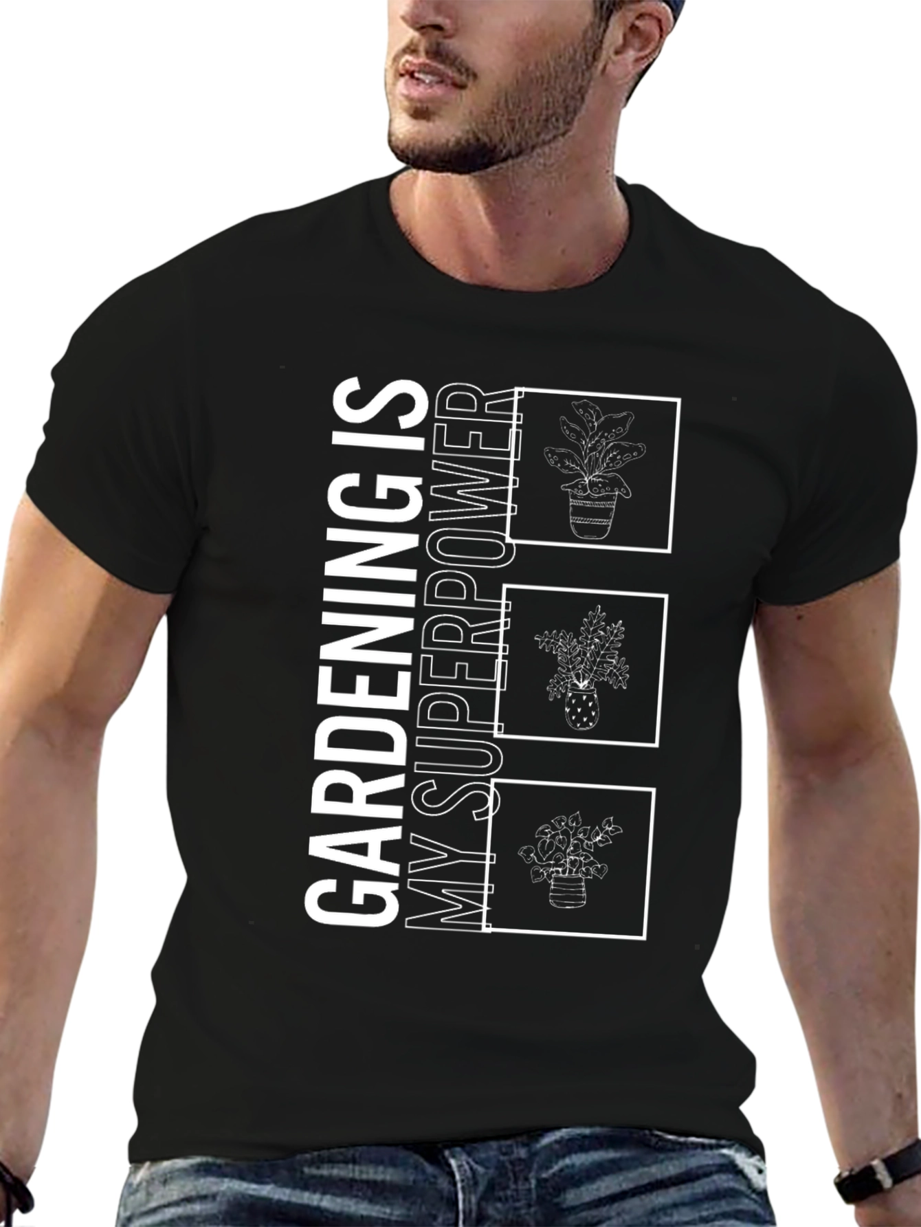 Black Gardening is My Superpower T-Shirt view 6
