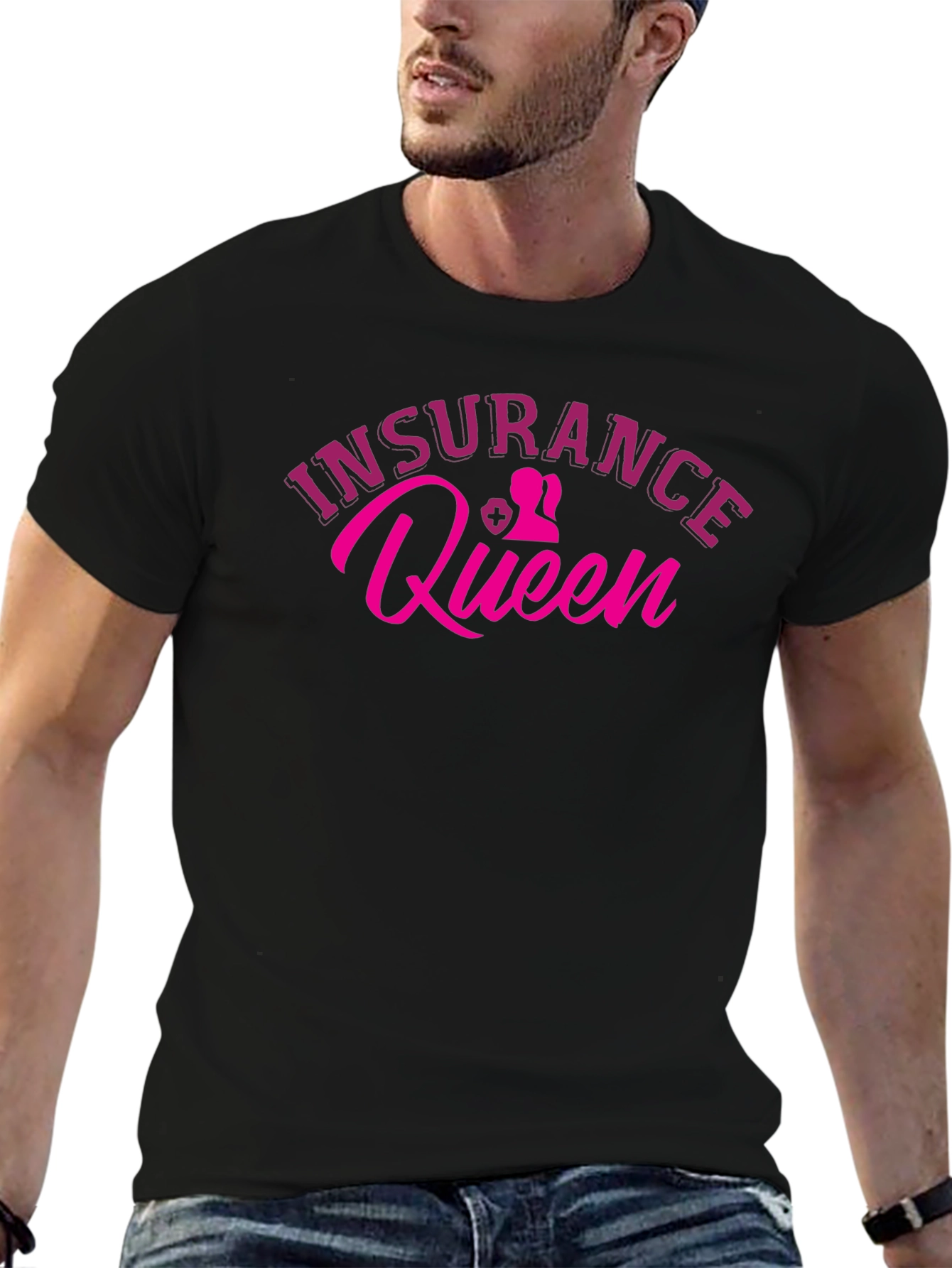 Black Insurance Queen Black T-Shirt view 6