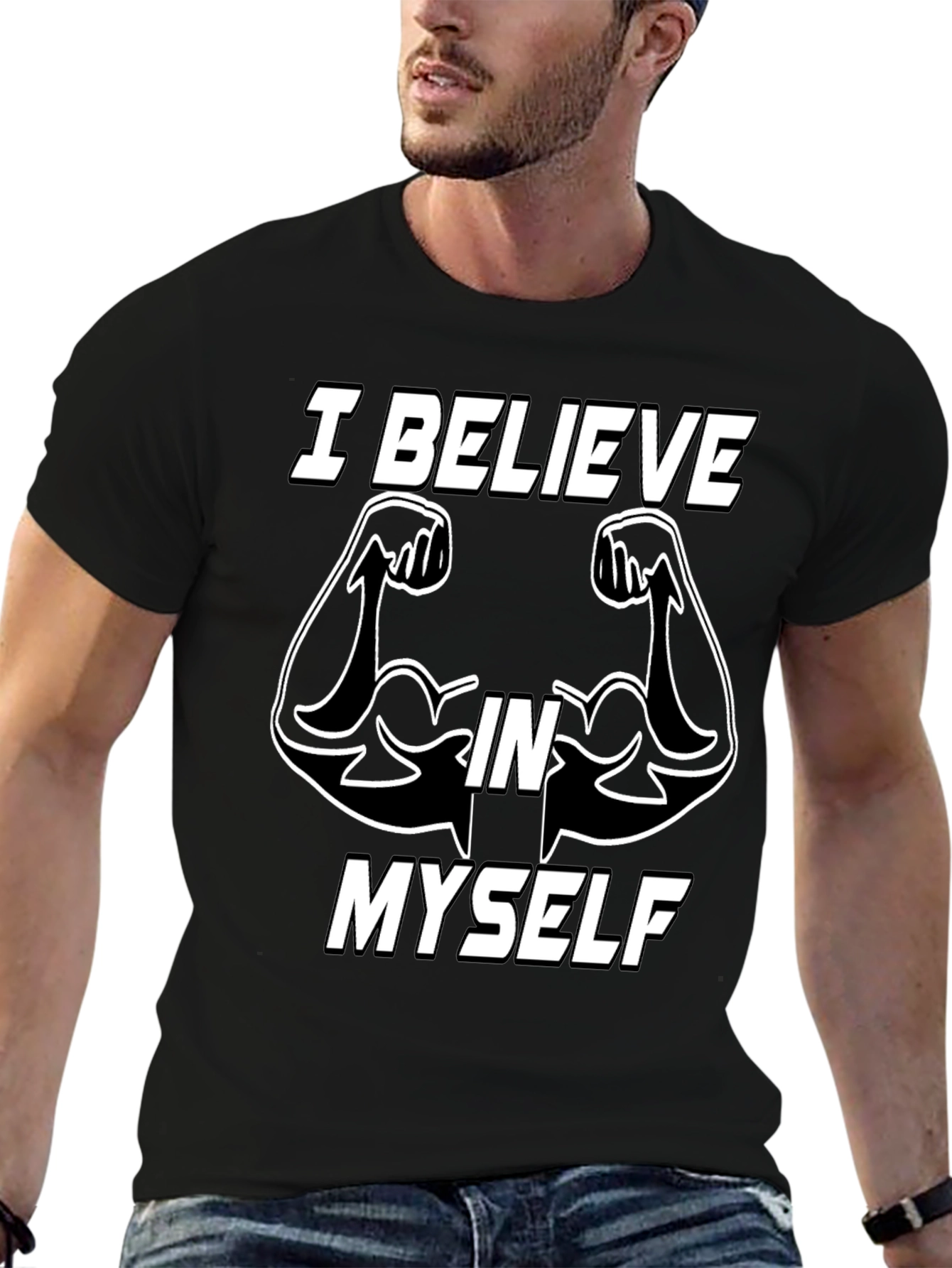 Black Believe In Myself Graphic Tee - Black view 6