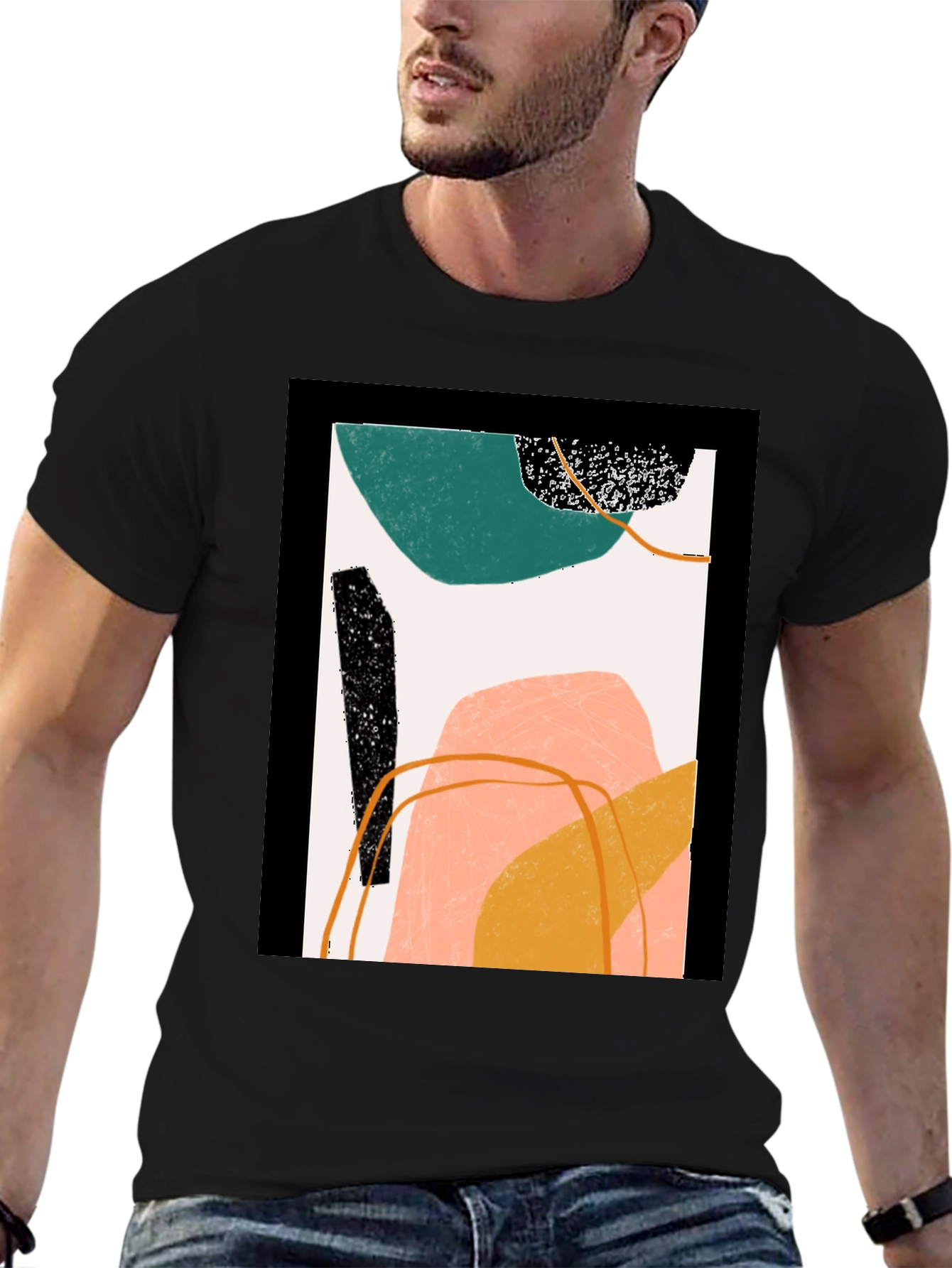 Black Abstract Art Graphic Tee - Modern Minimalist Design view 6