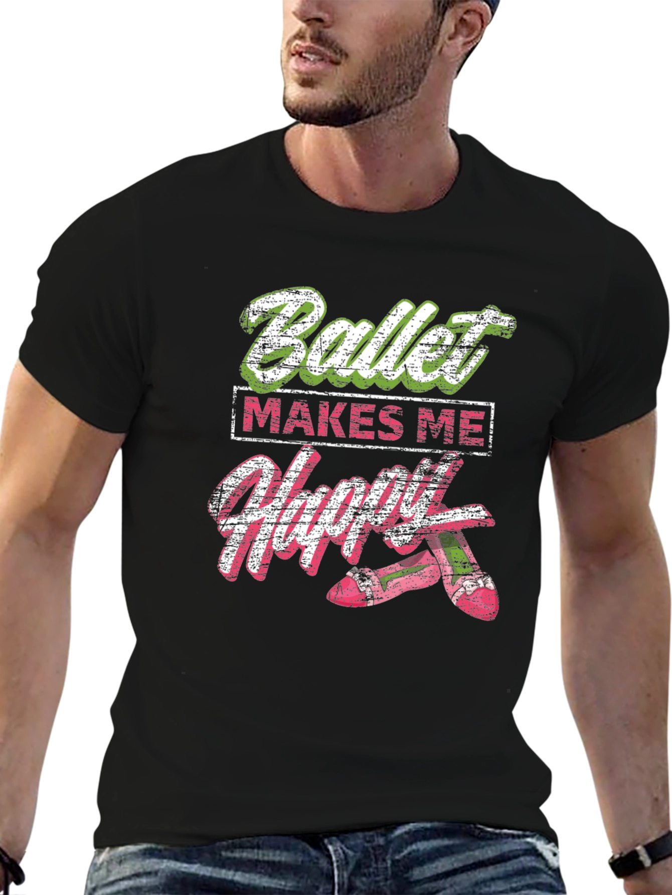 Black Ballet Makes Me Happy T-Shirt view 6