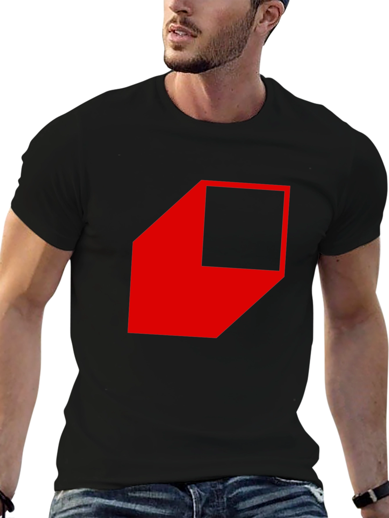 Black Abstract Geometric Graphic T-Shirt view 6