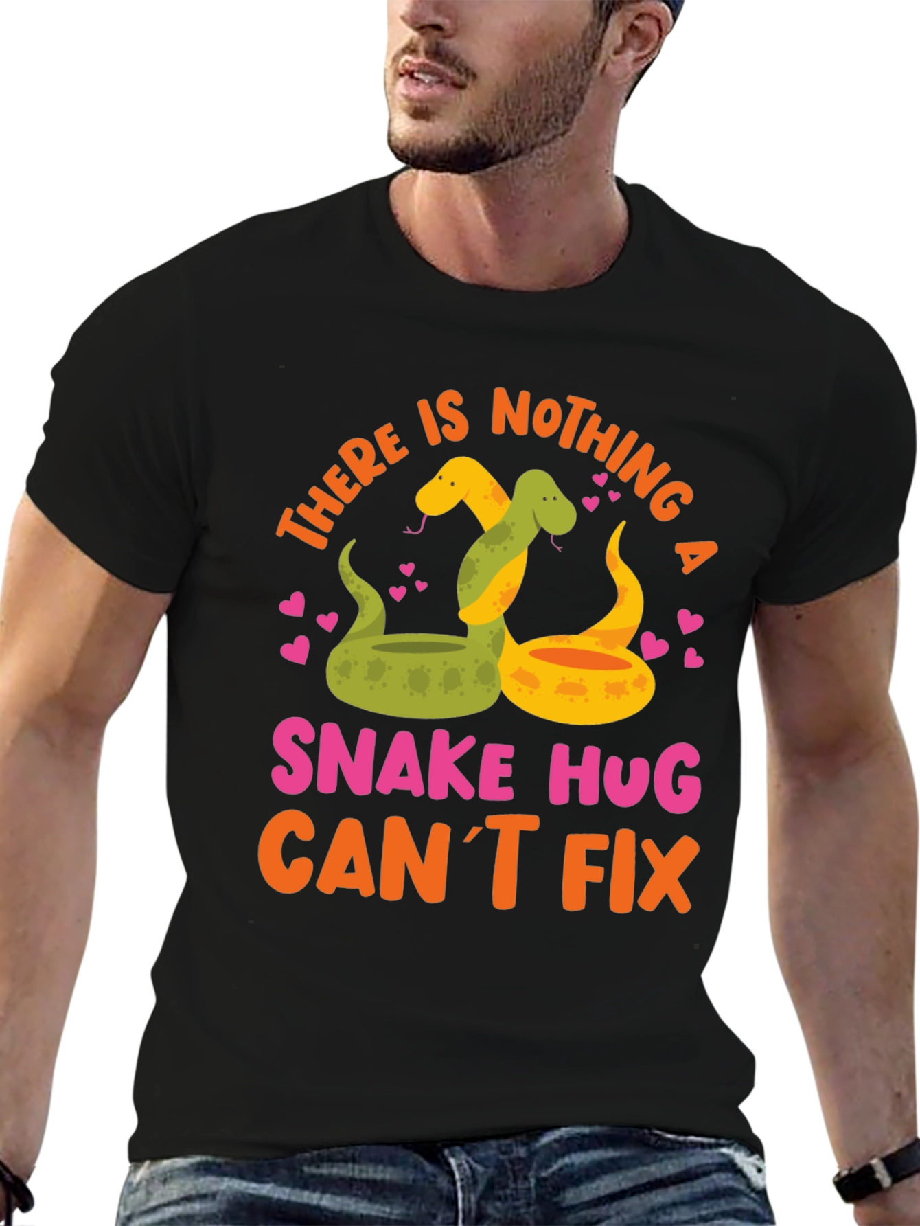 Black Snake Hugs T-Shirt - Funny Graphic Tee view 6