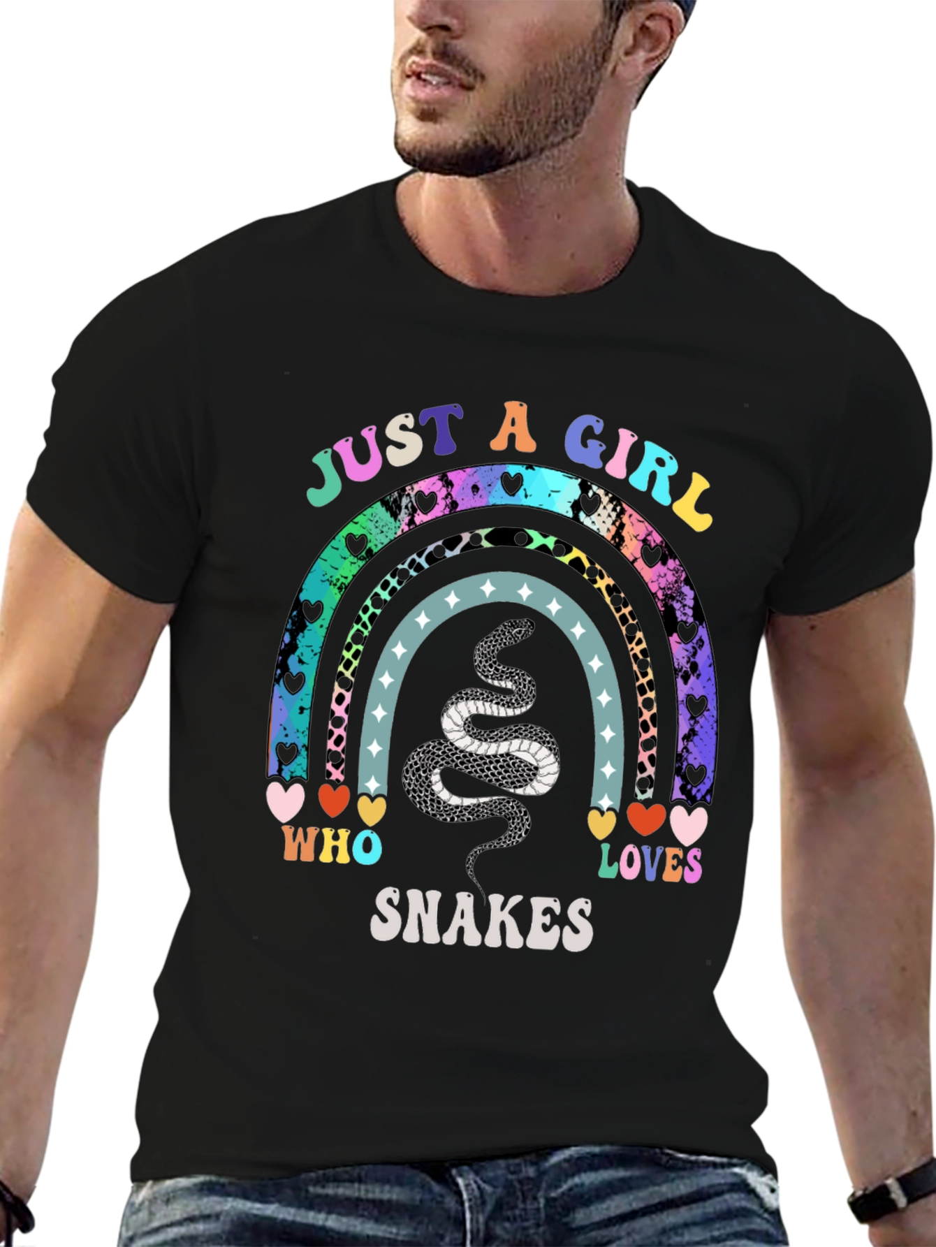 Black Just A Girl Who Loves Snakes T-Shirt view 6